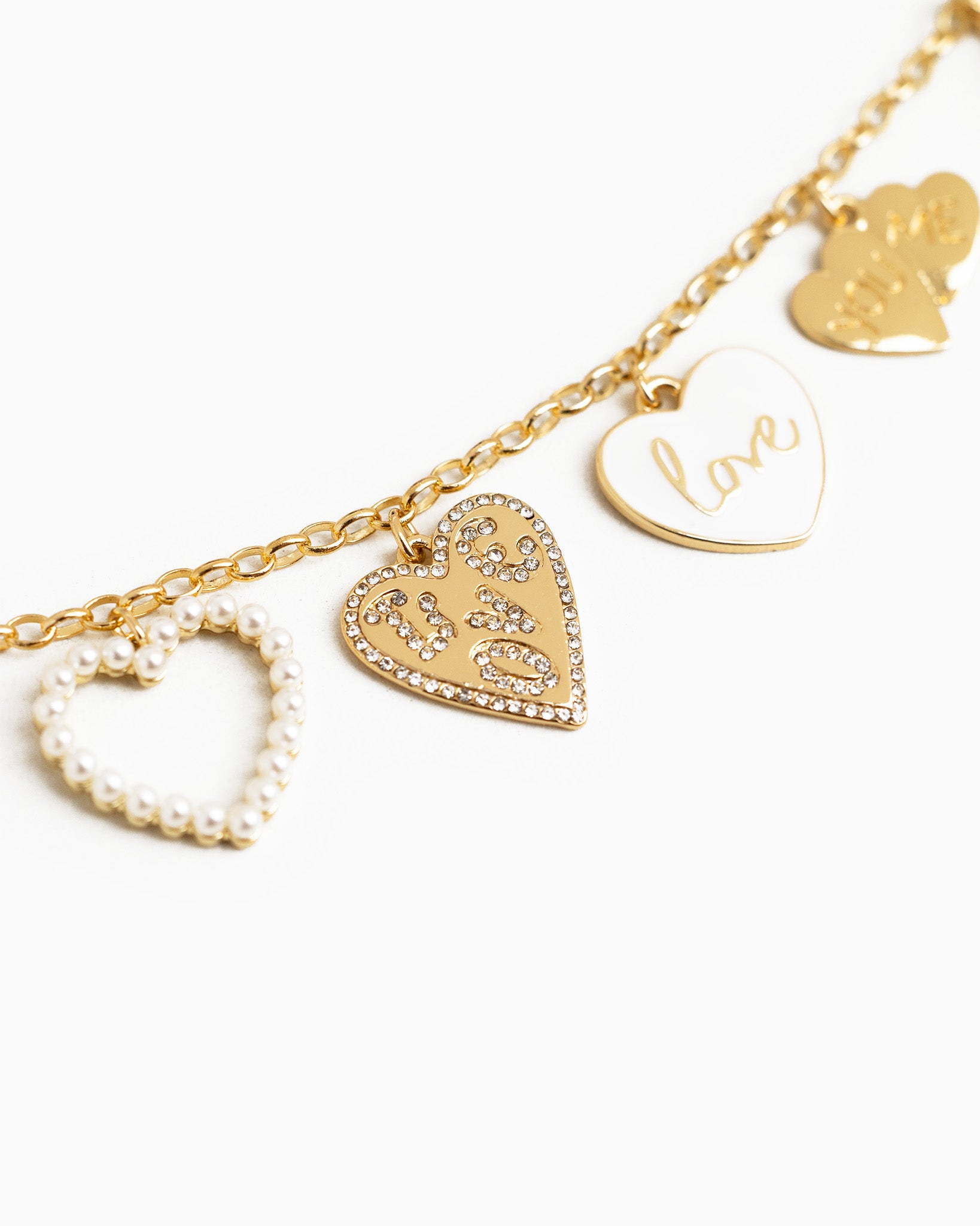 Love Multi Heart Charm Necklace