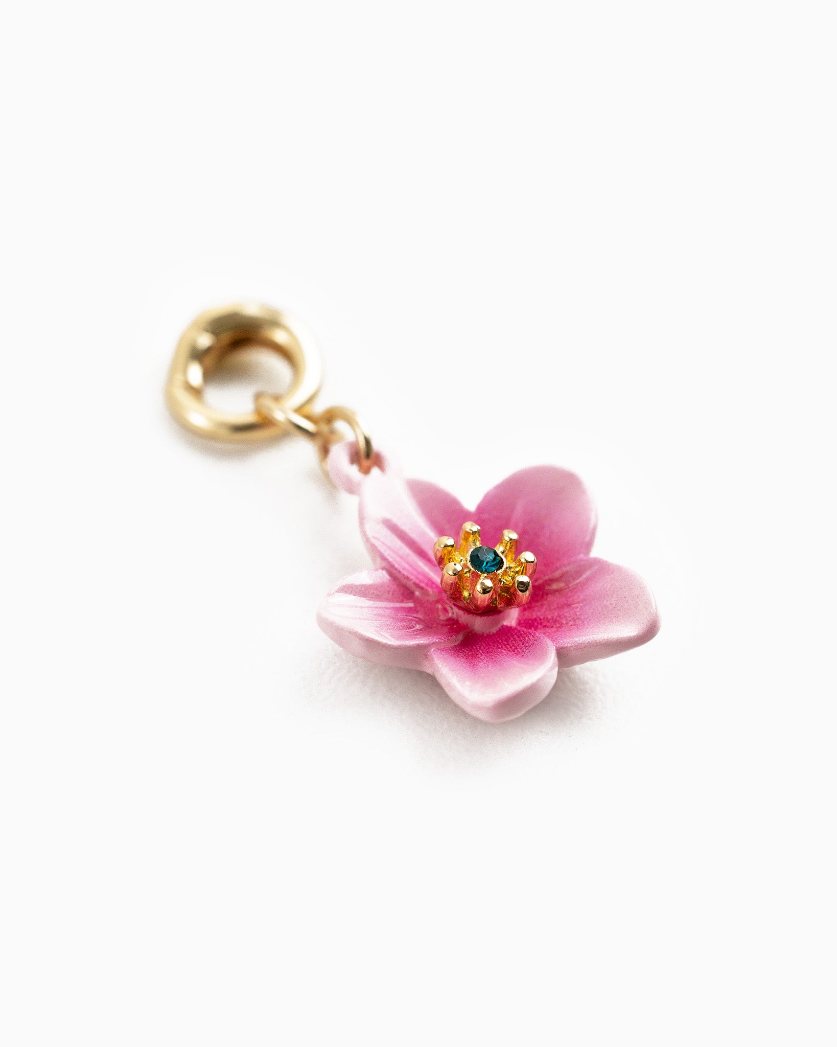 Natural Hibiscus Flower Stone Charm