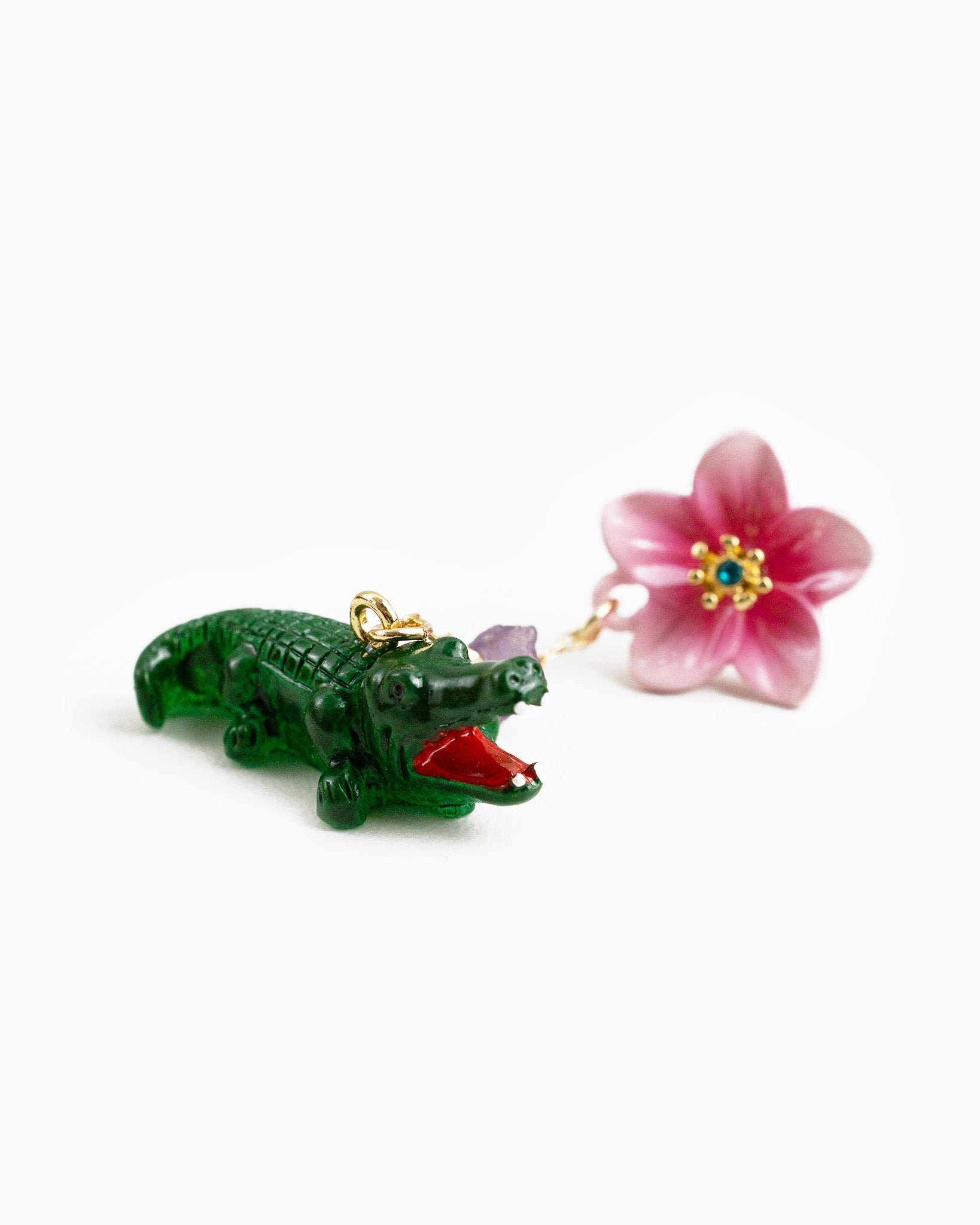 Flower Crocodile Drop Earrings