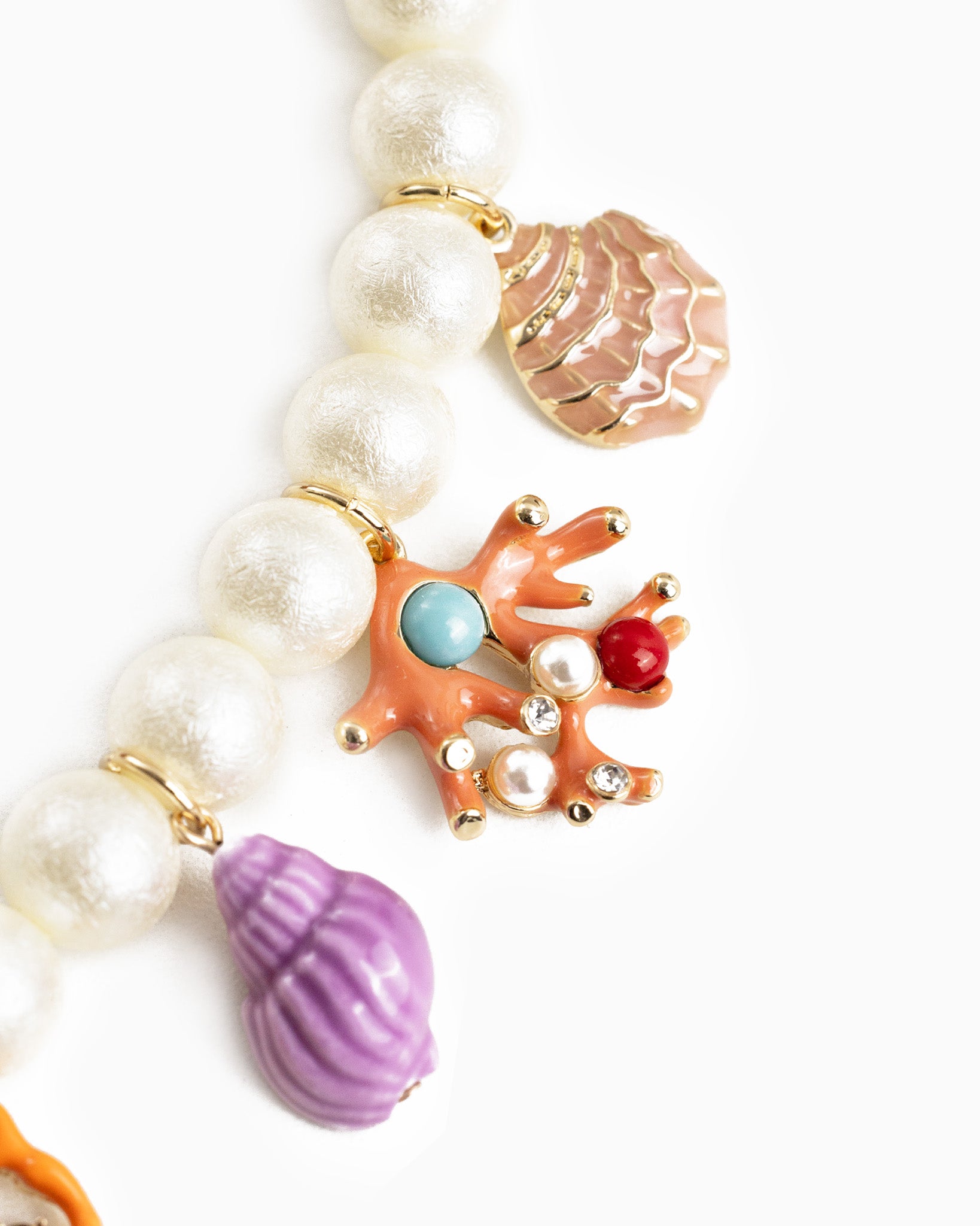 Colorful Sea Life Charm Pearl Necklace