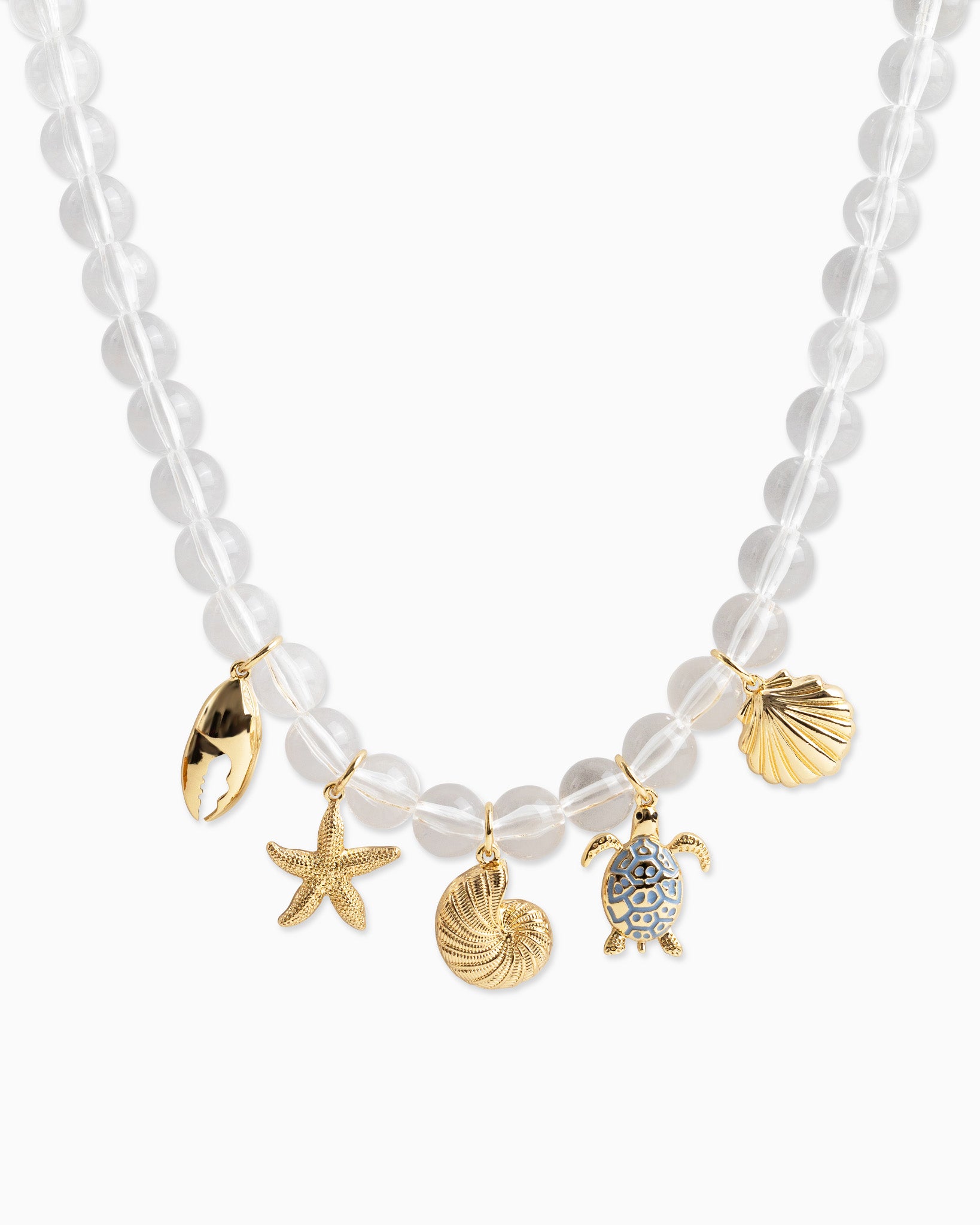 Sea Life Charm Clear Bead Necklace