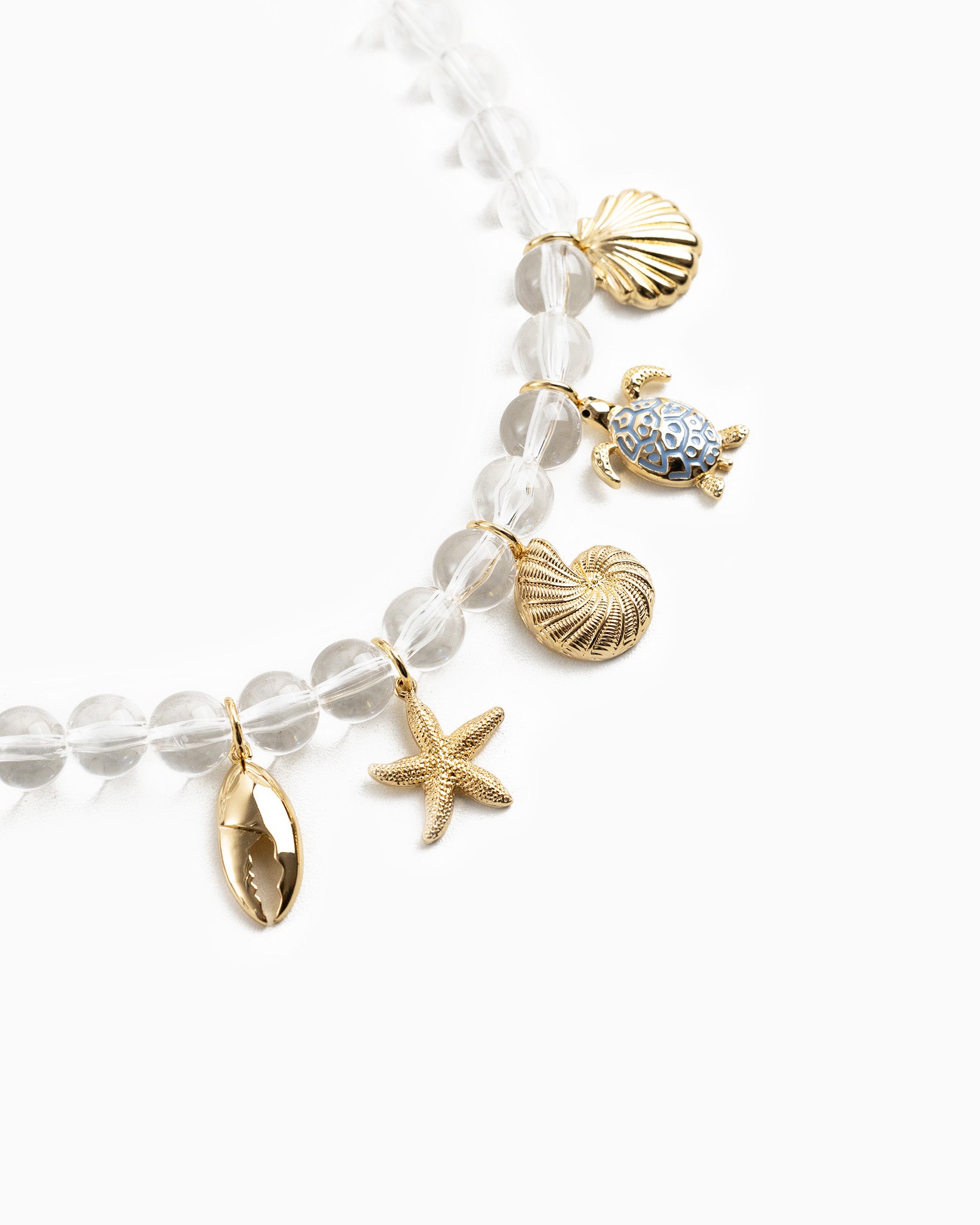 Sea Life Charm Clear Bead Necklace