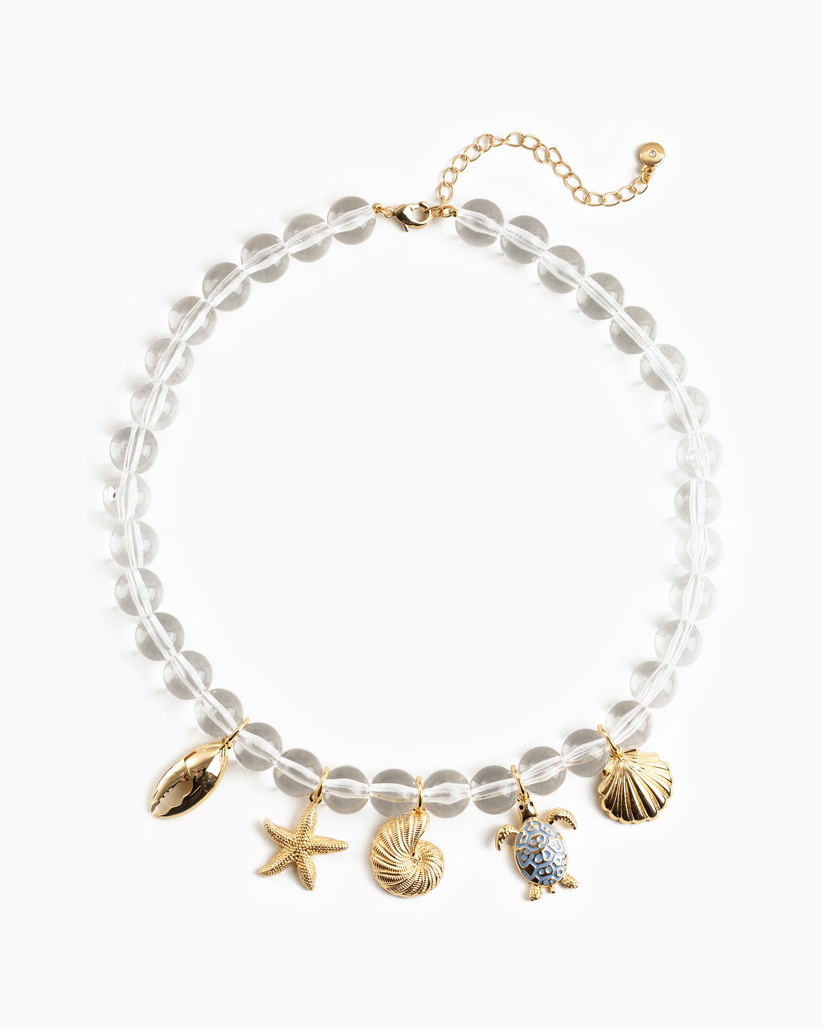 Sea Life Charm Clear Bead Necklace