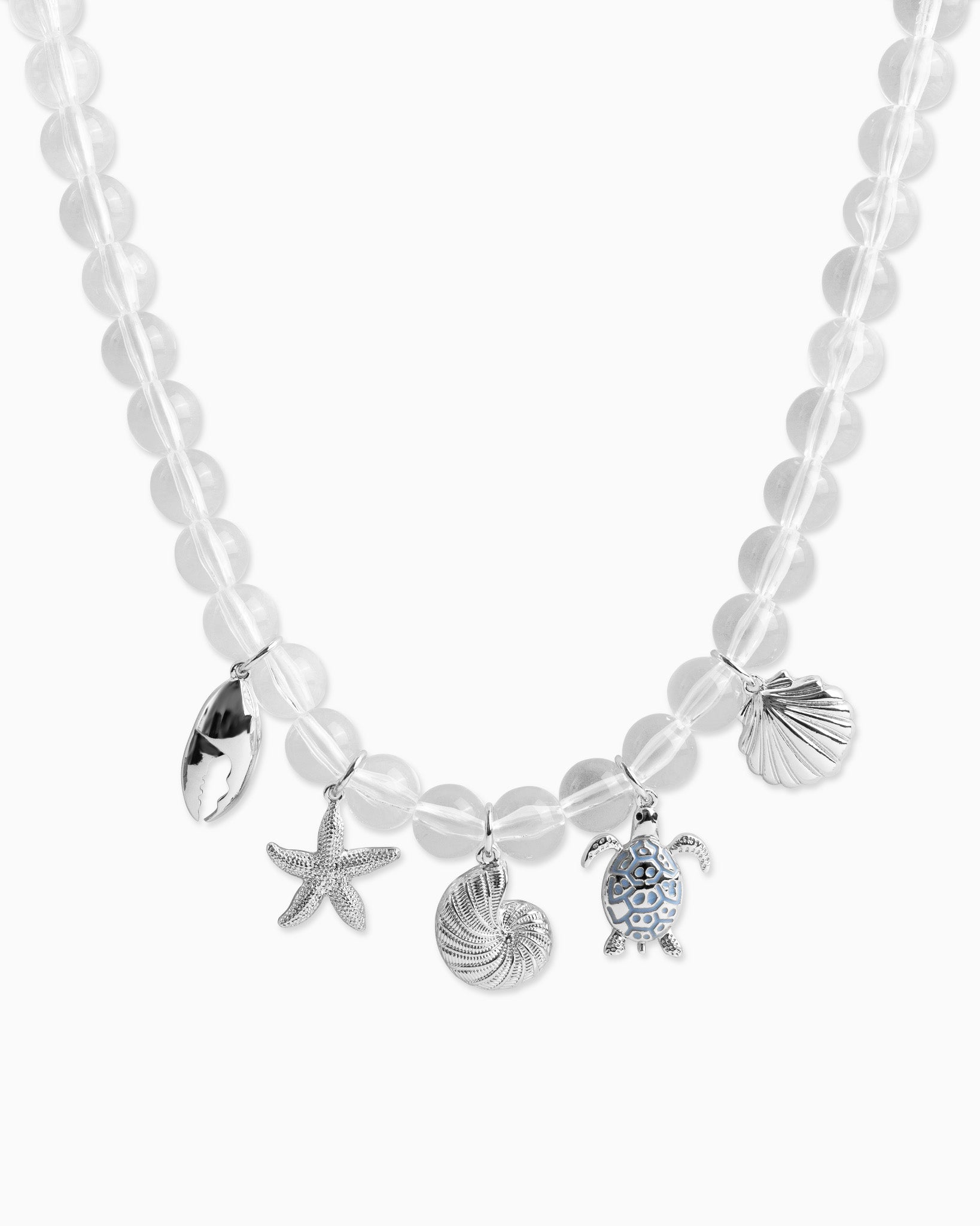 Sea Life Charm Clear Bead Necklace