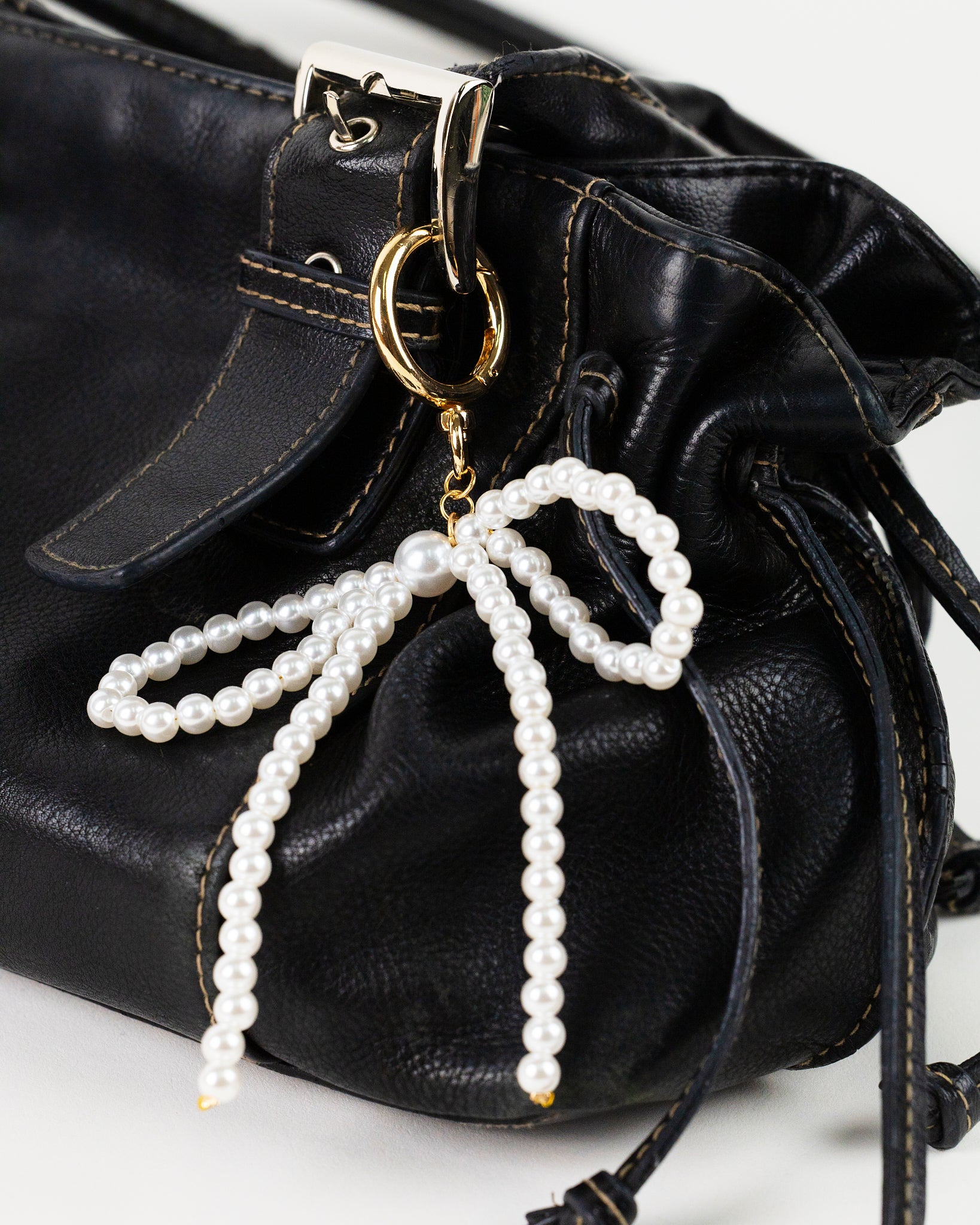 Pearl Bead Bow Keychain Bag Charm