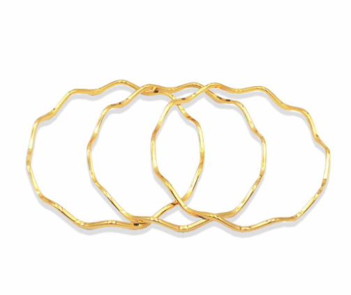 Stainless Steel Wavy Triple Layered Bangle Set