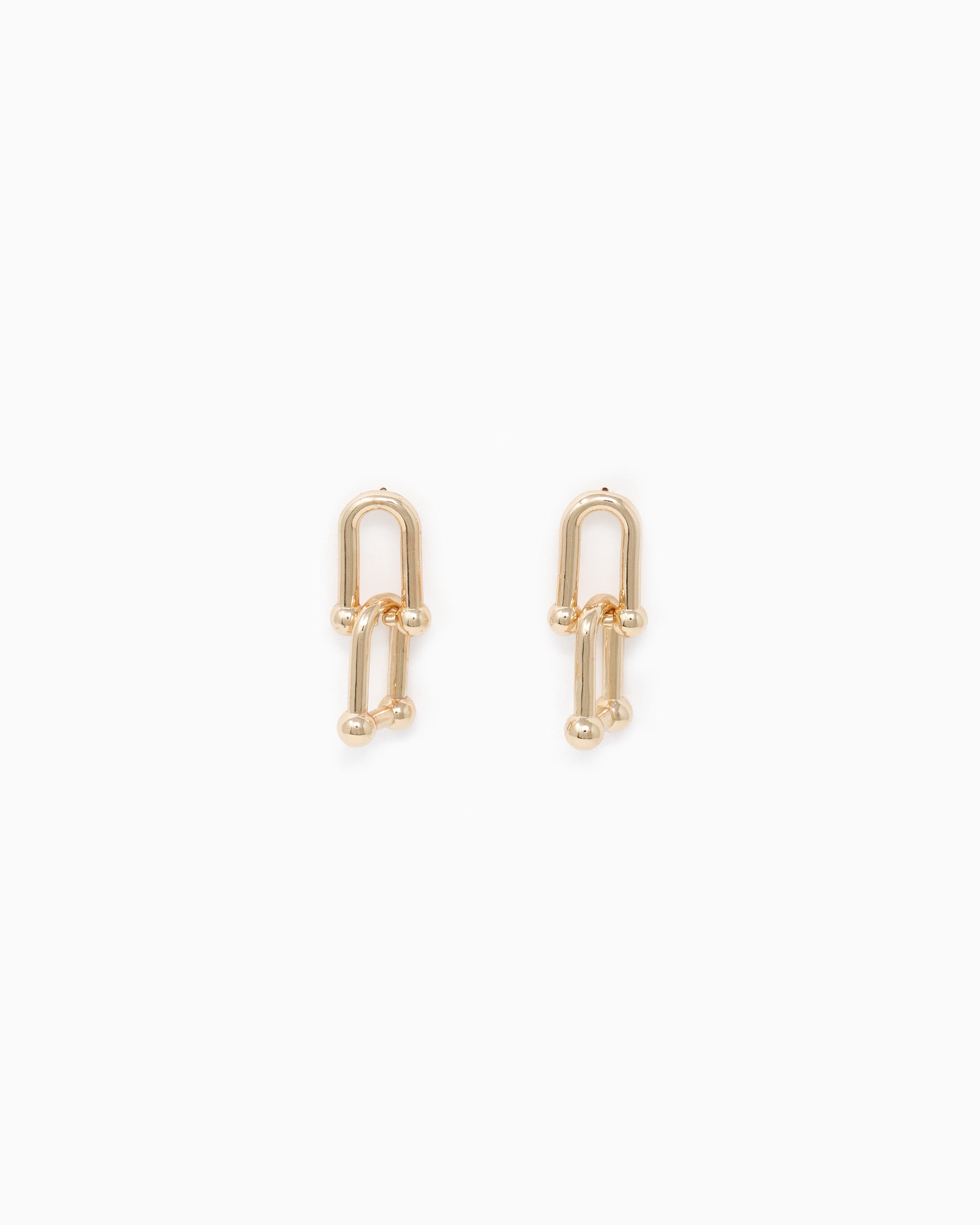 Double Linked Post Earrings – Gold side