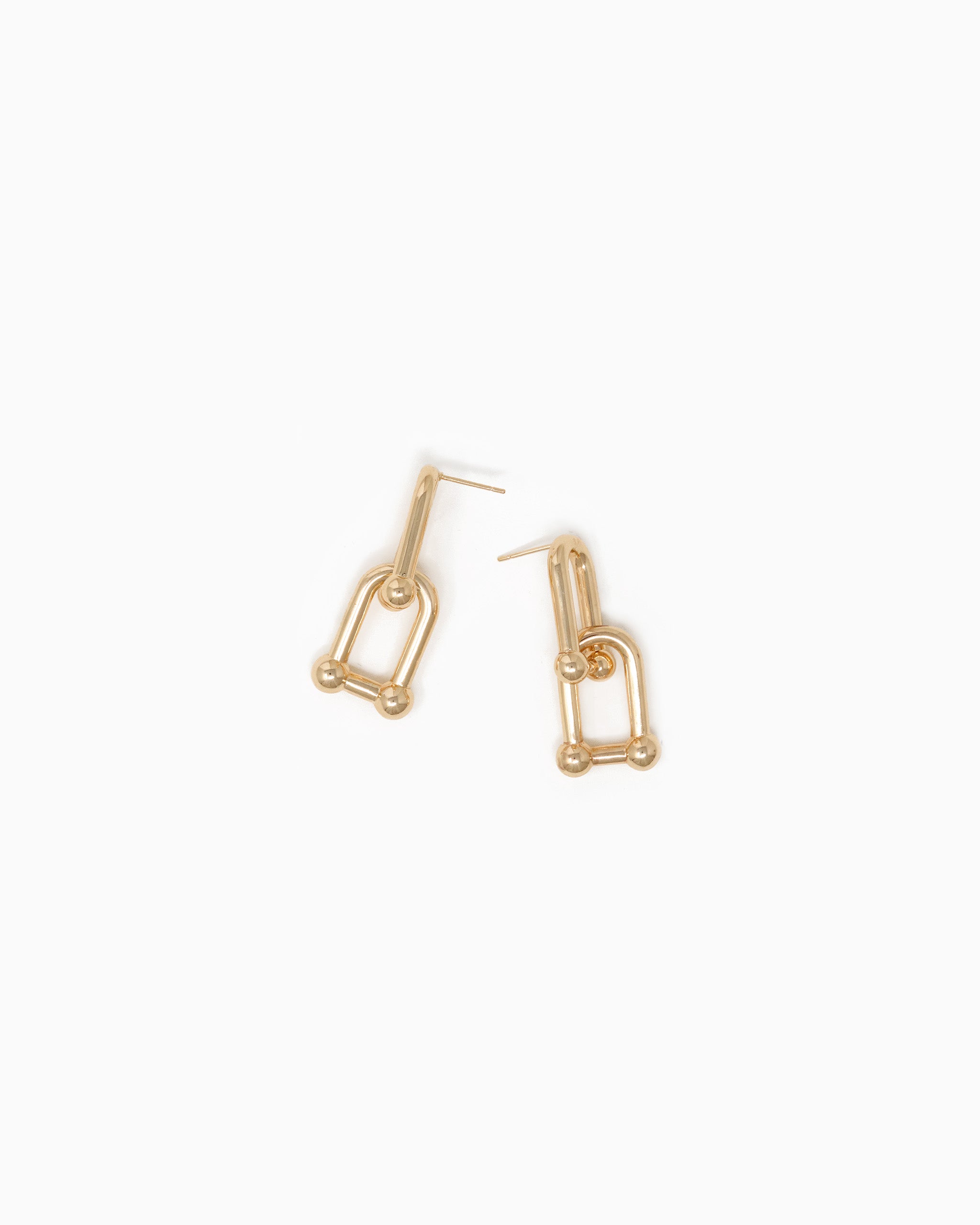 Double Linked Post Earrings – Gold detail