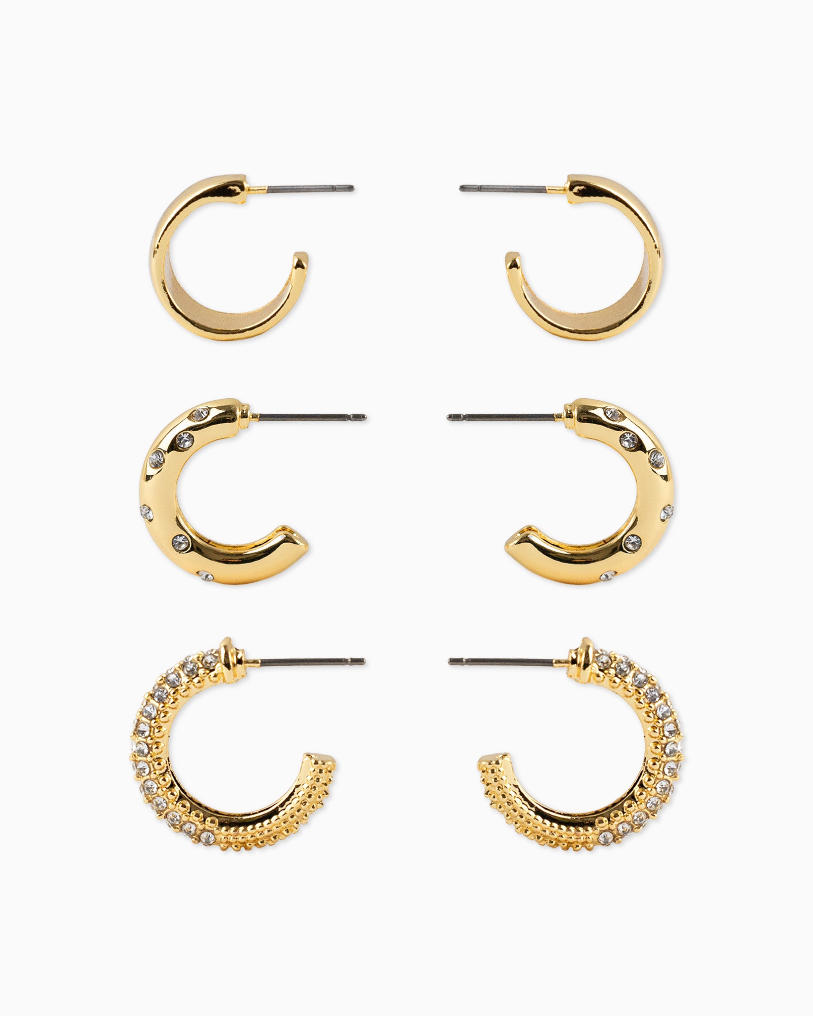 Classic Pave Hoop Earring Set of 3