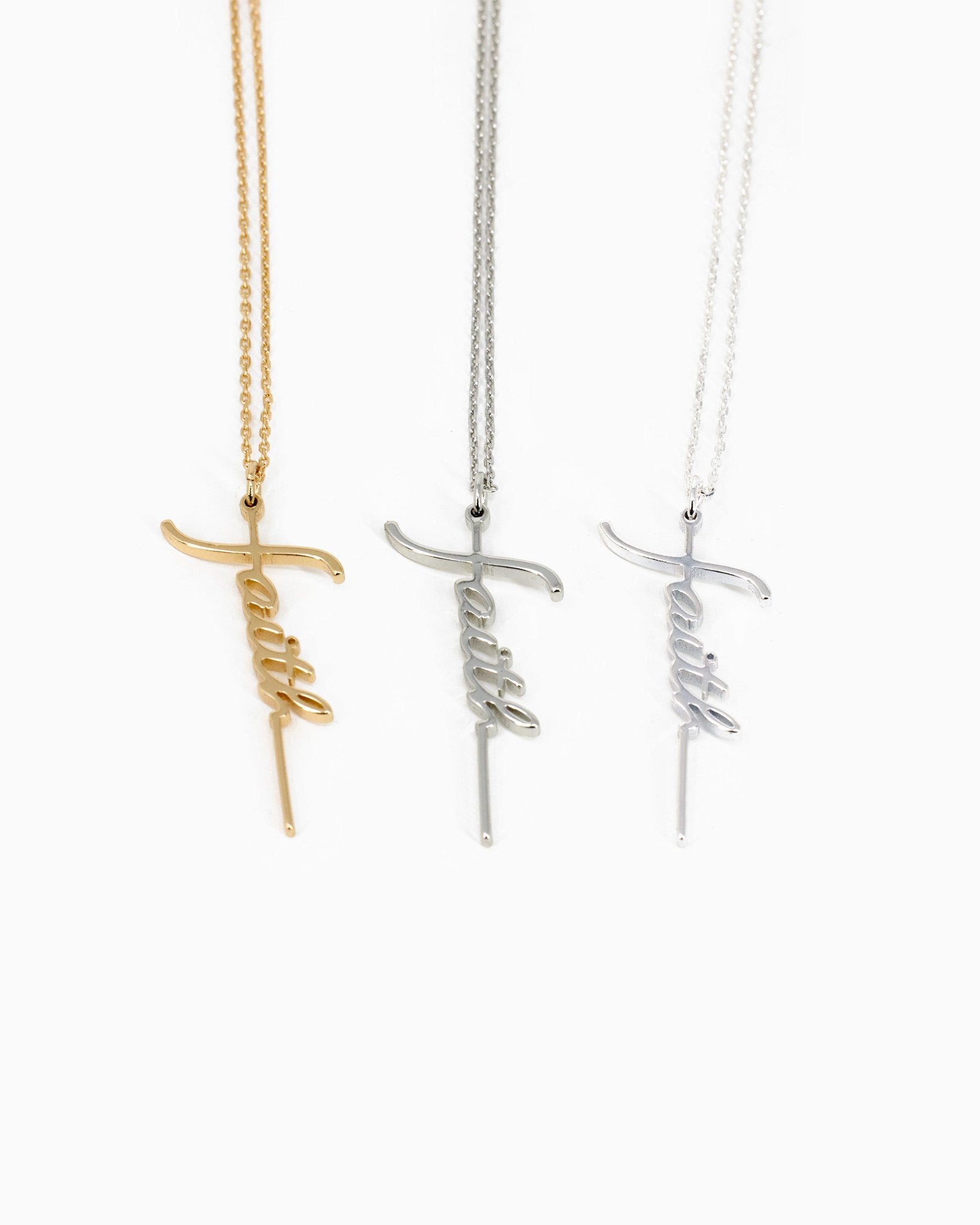 Faith Cursive Pendant Necklace