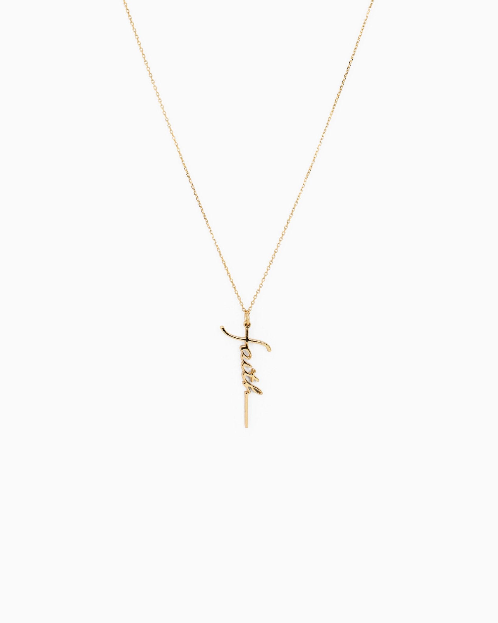 Faith Cursive Pendant Necklace-3