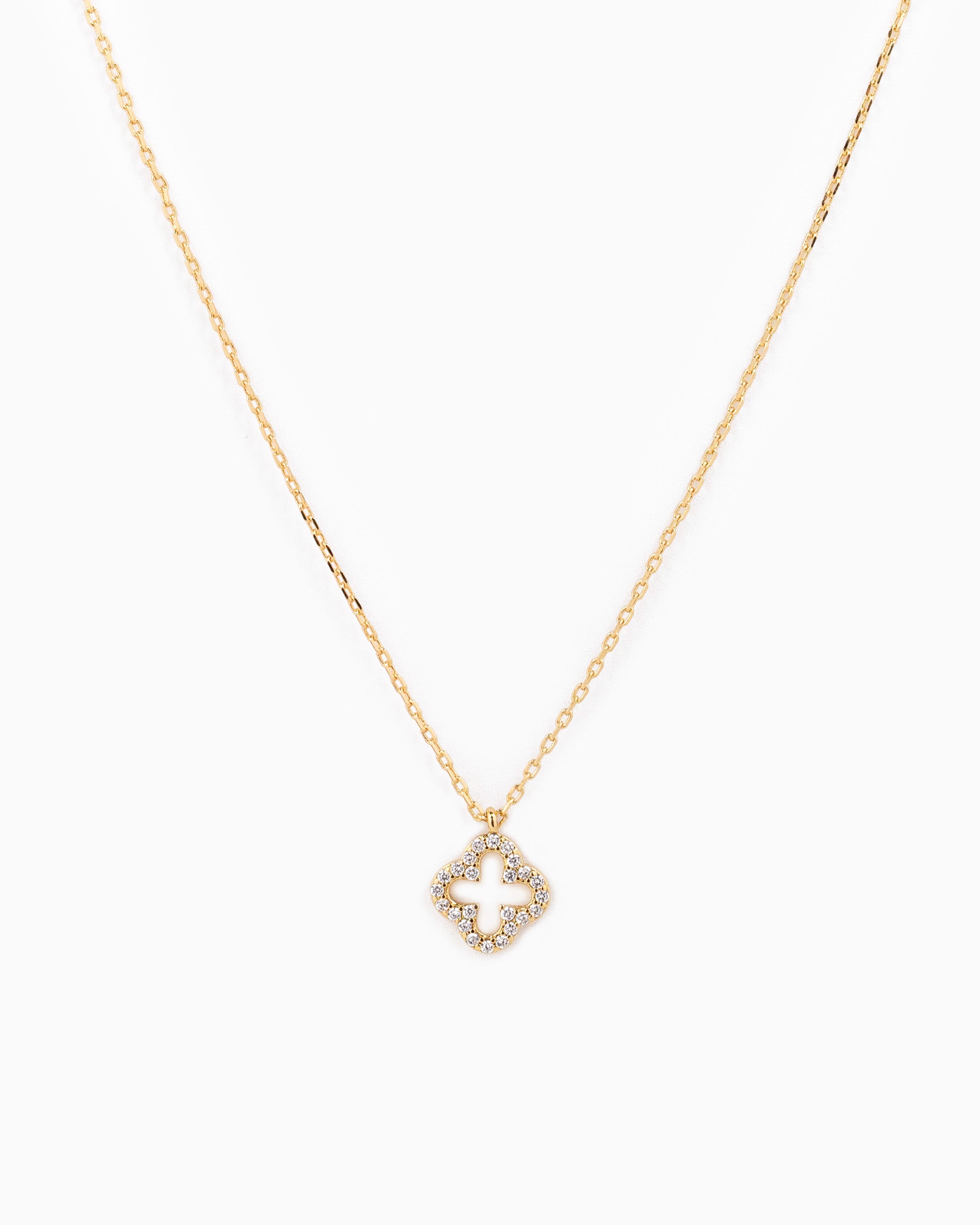 Open CZ Clover Pendant Necklace