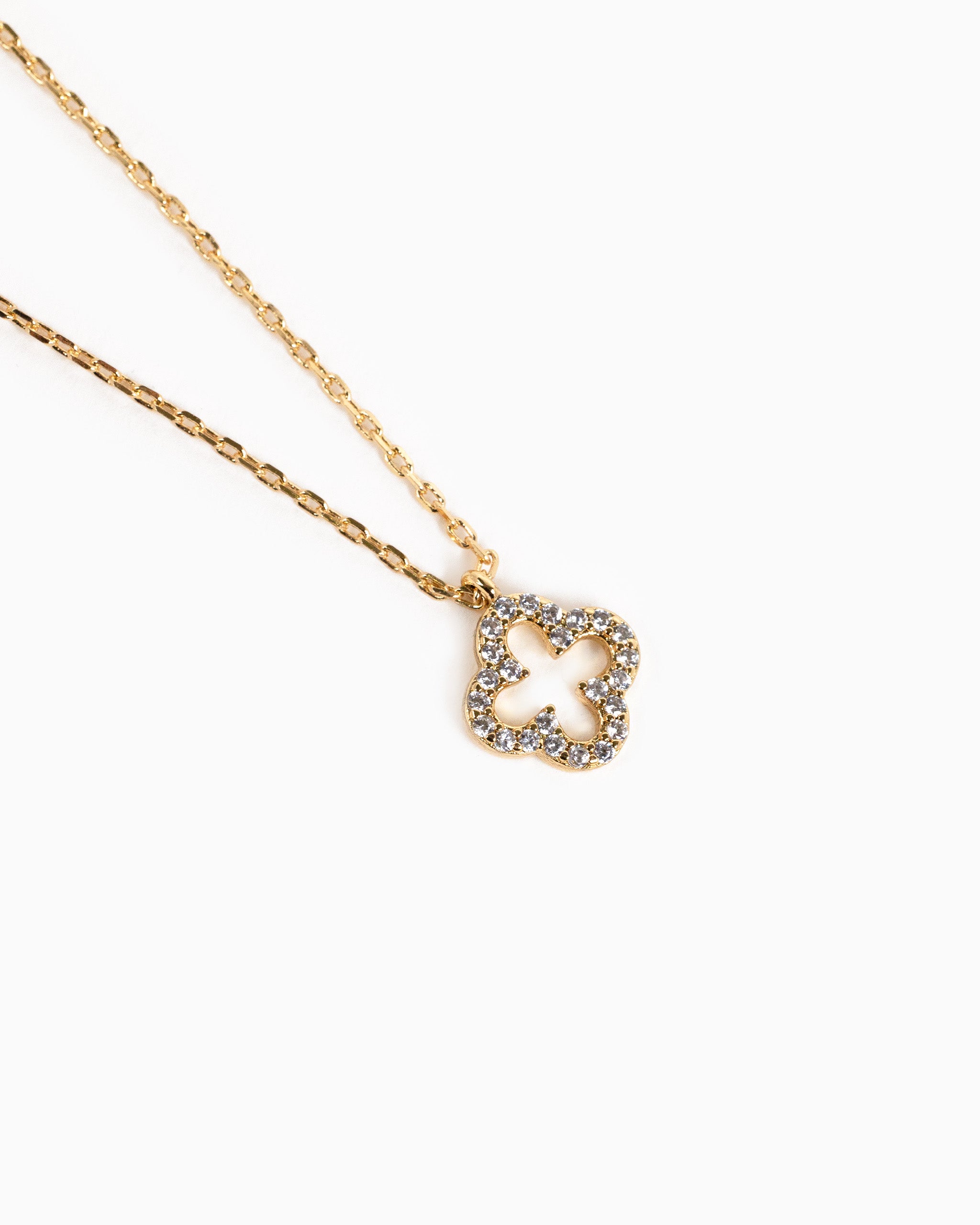 Open CZ Clover Pendant Necklace