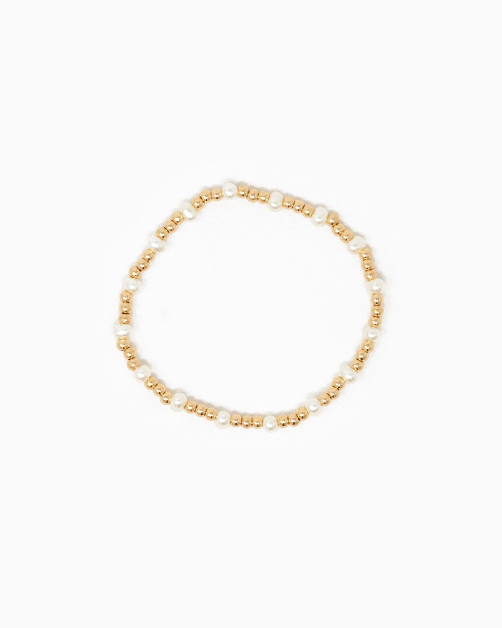 Round Pearl Gold Ball Stretch Bracelet