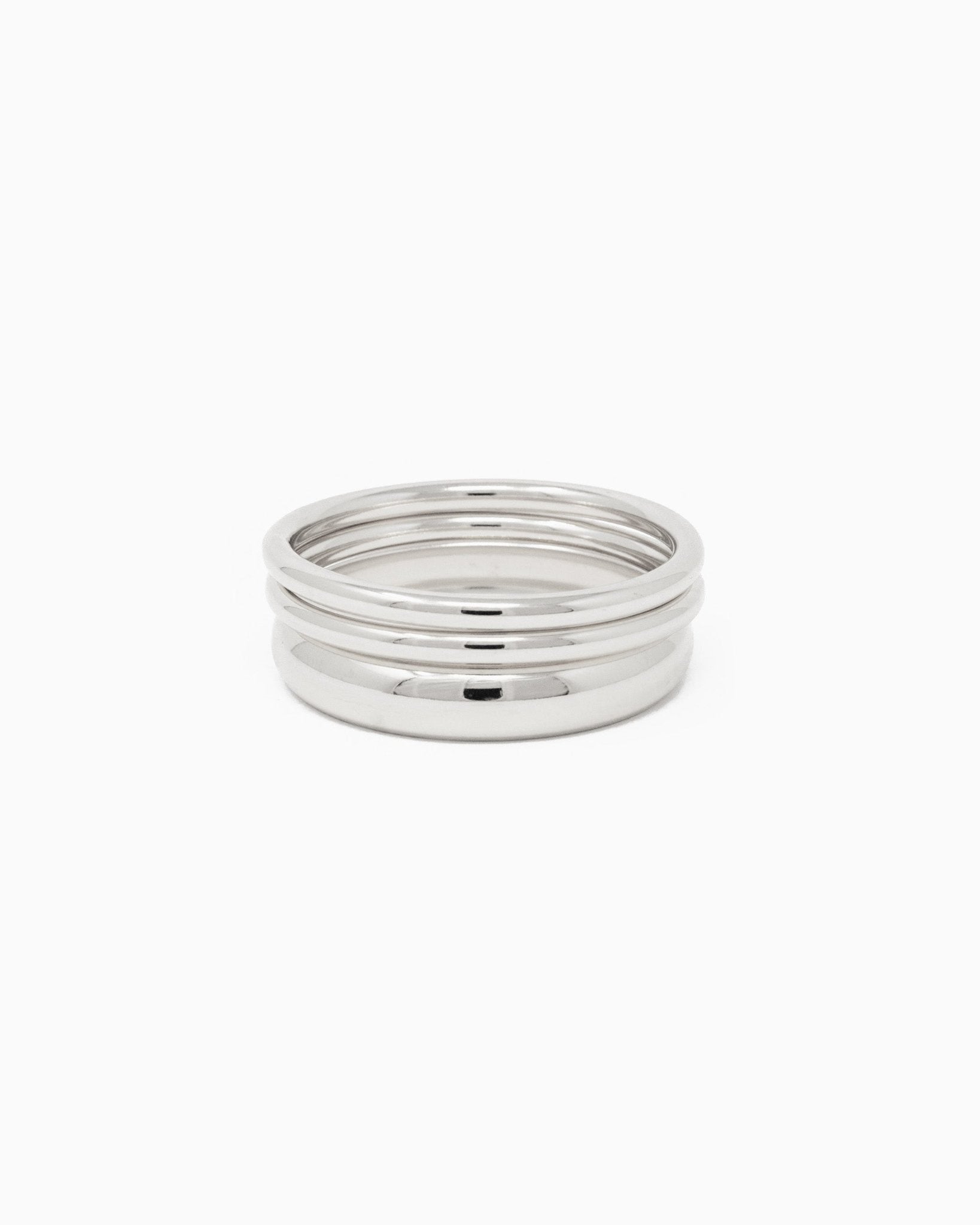 Simple Metal Bangle Set Silver