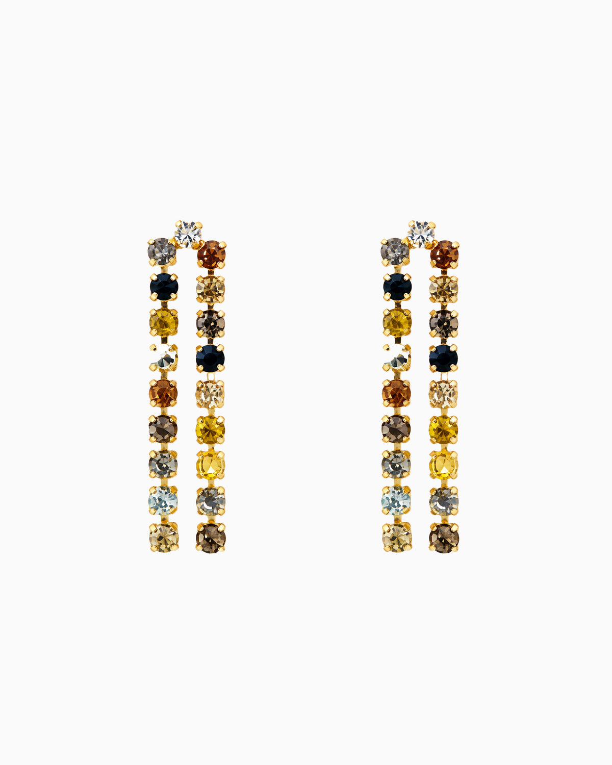 Multi Color Arch Drop Tennis Earrings-1