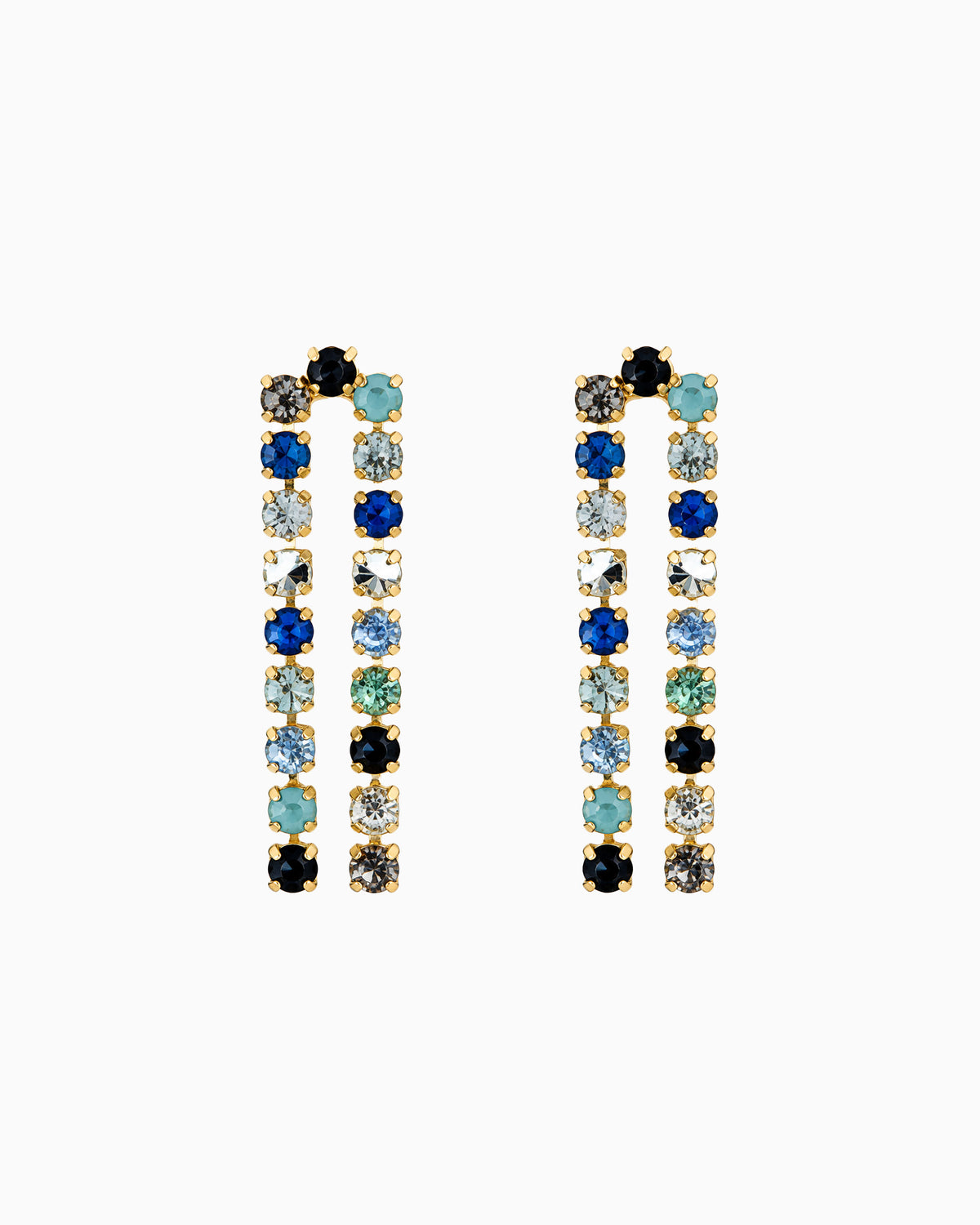 Multi Color Arch Drop Tennis Earrings-2