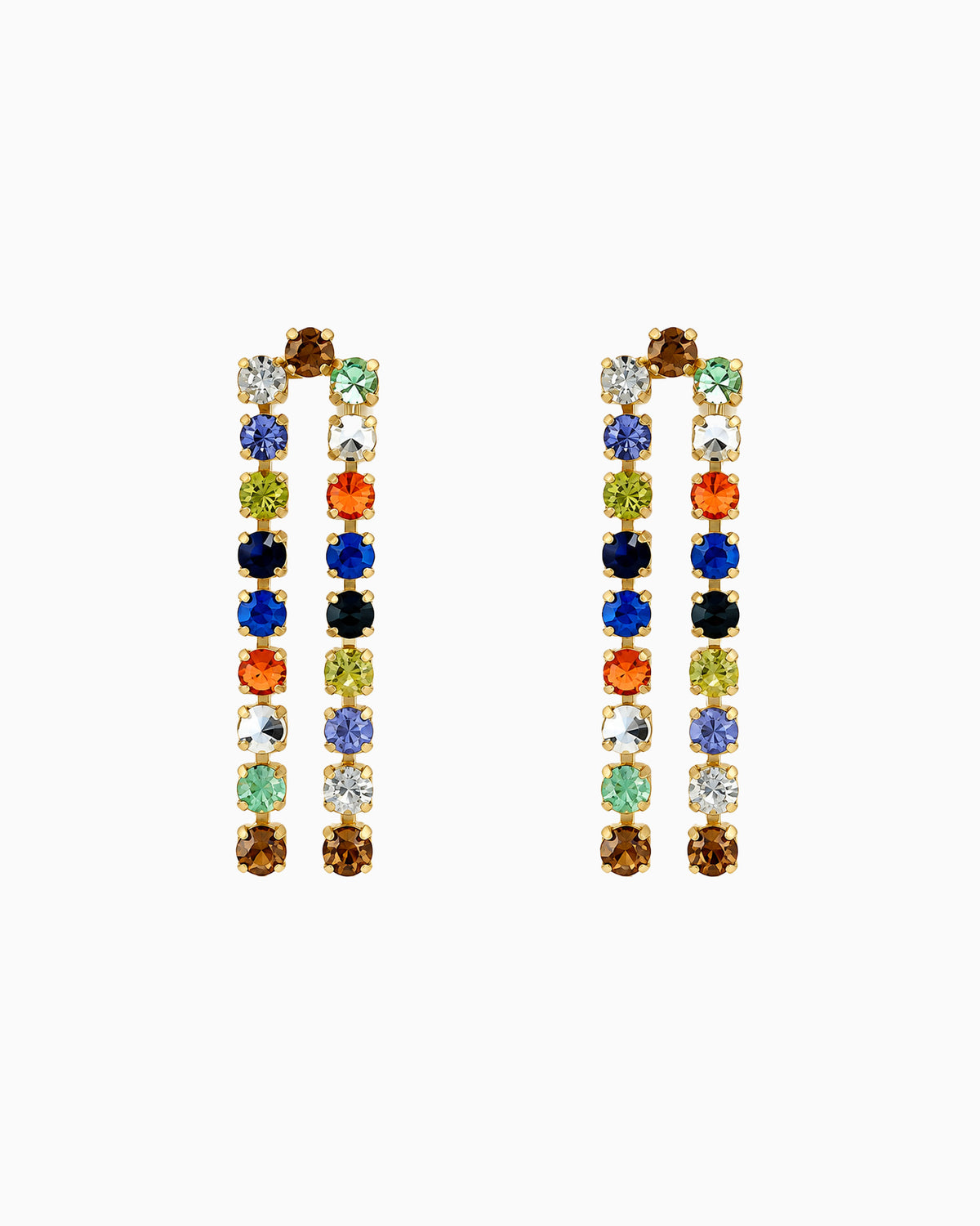 Multi Color Arch Drop Tennis Earrings-3