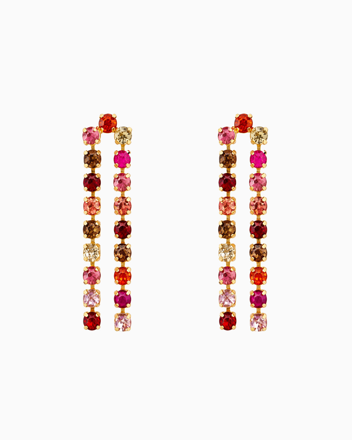 Multi Color Arch Drop Tennis Earrings-5