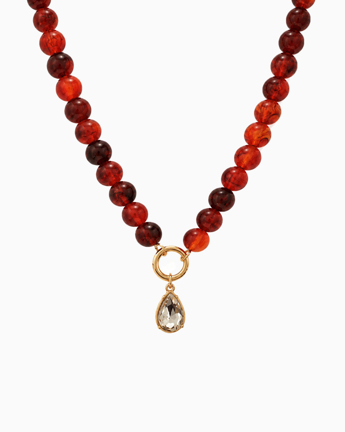 Marbled Bead Teardrop Charm Necklace