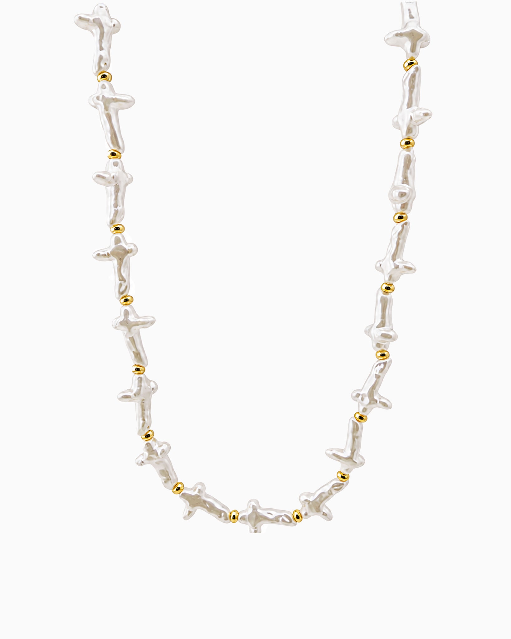 Organic Cross Pearl Necklace