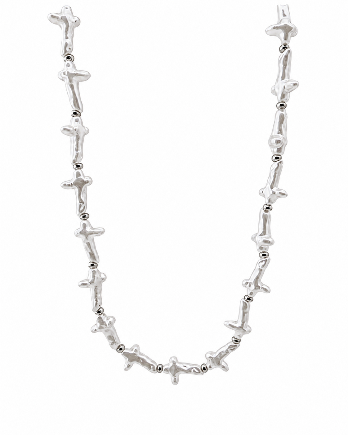 Organic Cross Pearl Necklace