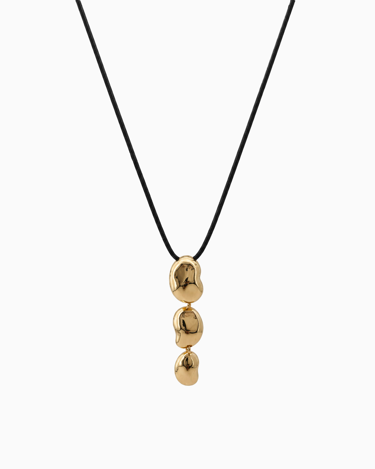 Pebble Link Pendant Wax Cord Necklace-1