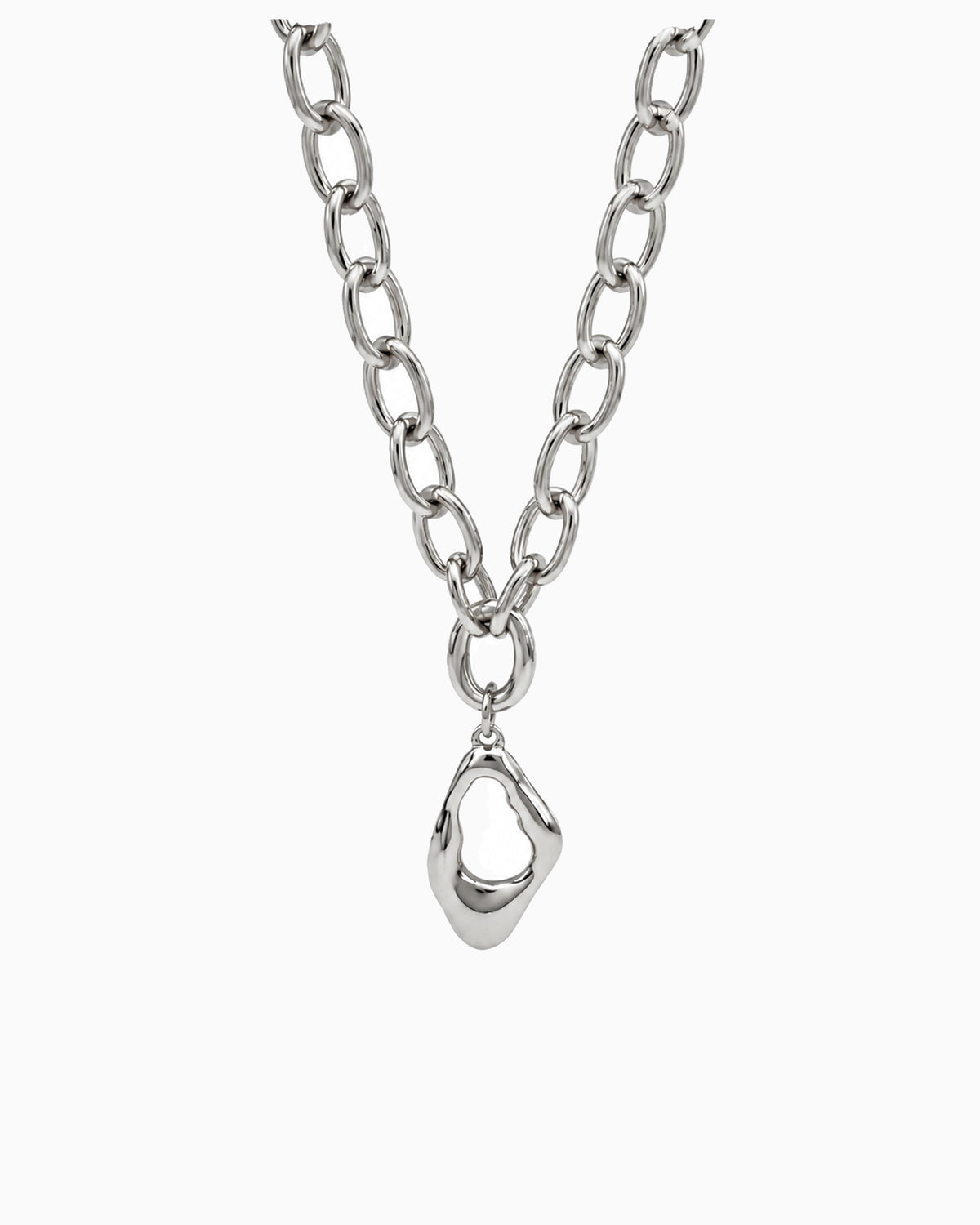 Link chain Organic Bold Teardrop Necklace-3