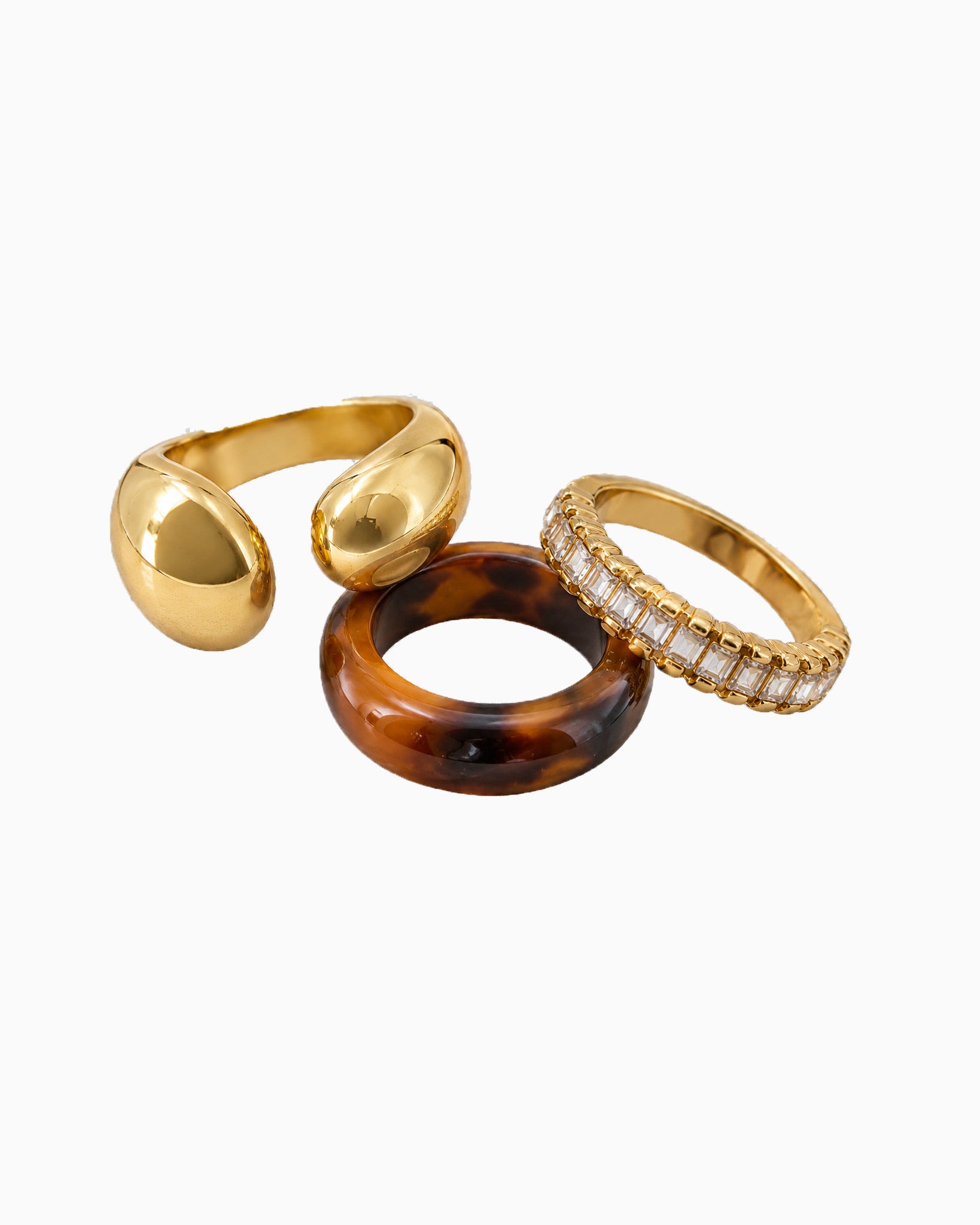 3 Set Gem Stone Ring Set