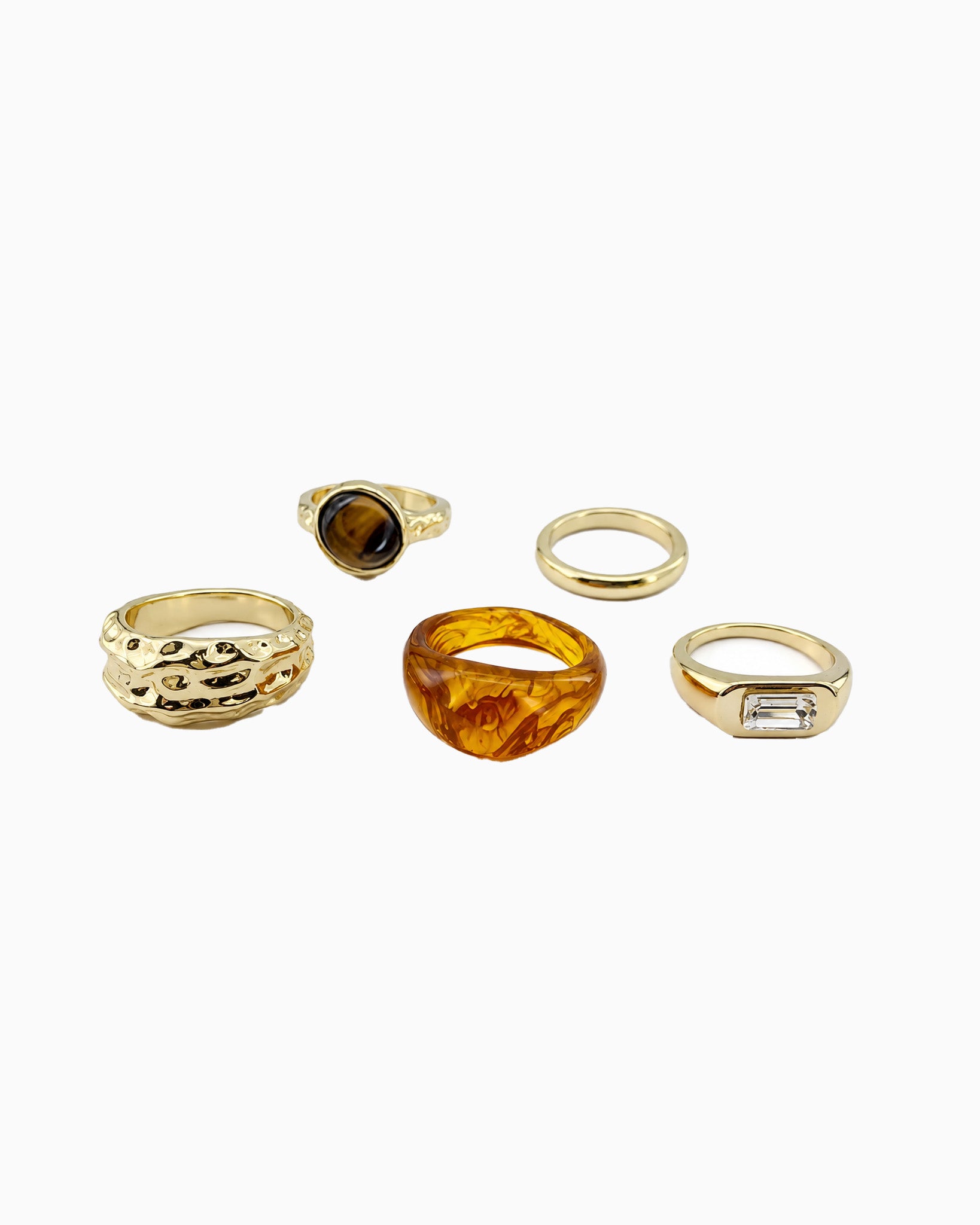 5 Set Mixed Gemstone Ring Set-2