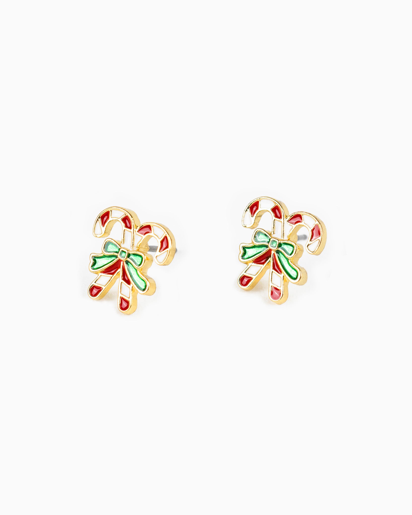 Double Candy Cane Stud Earrings