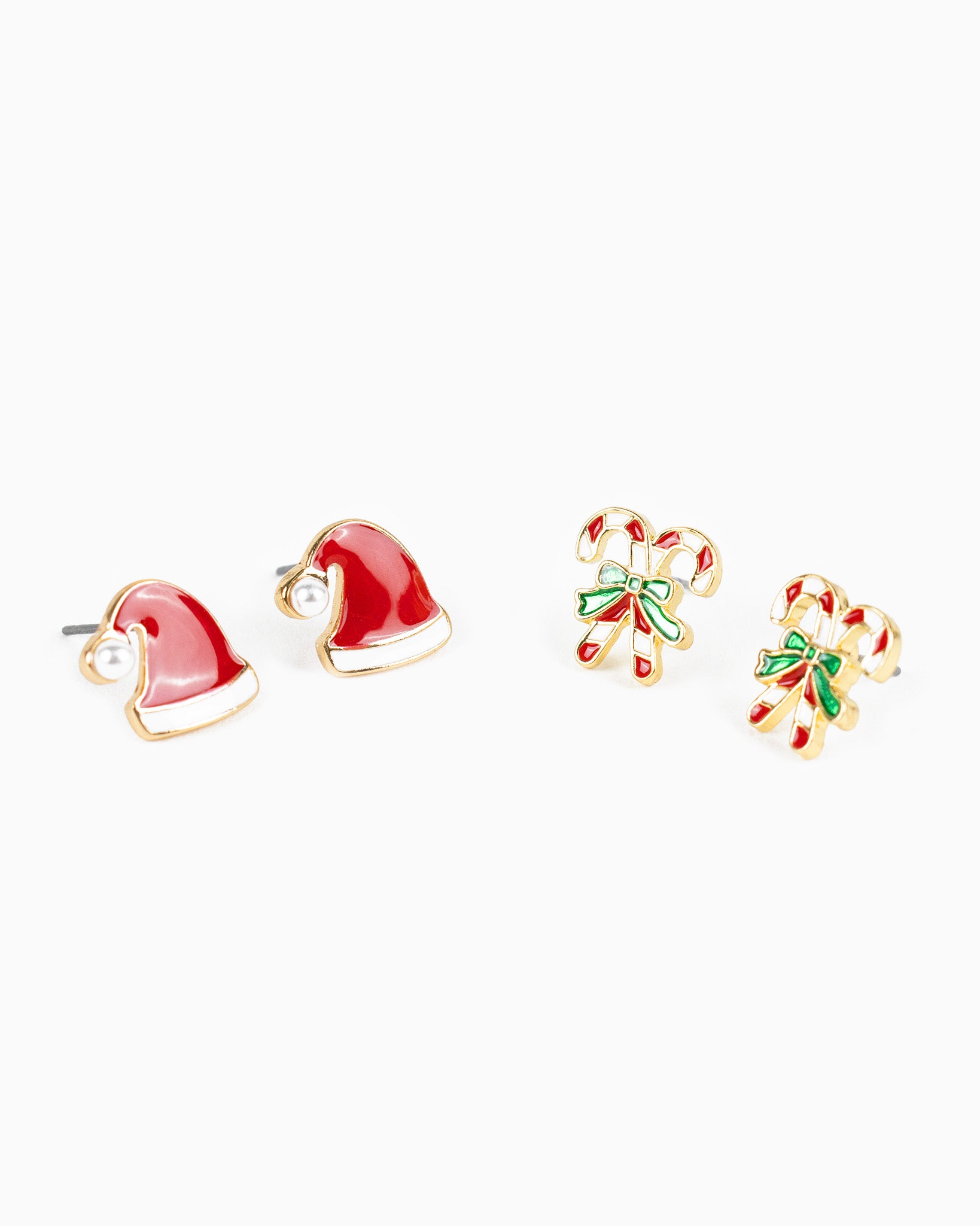 Double Candy Cane Stud Earrings