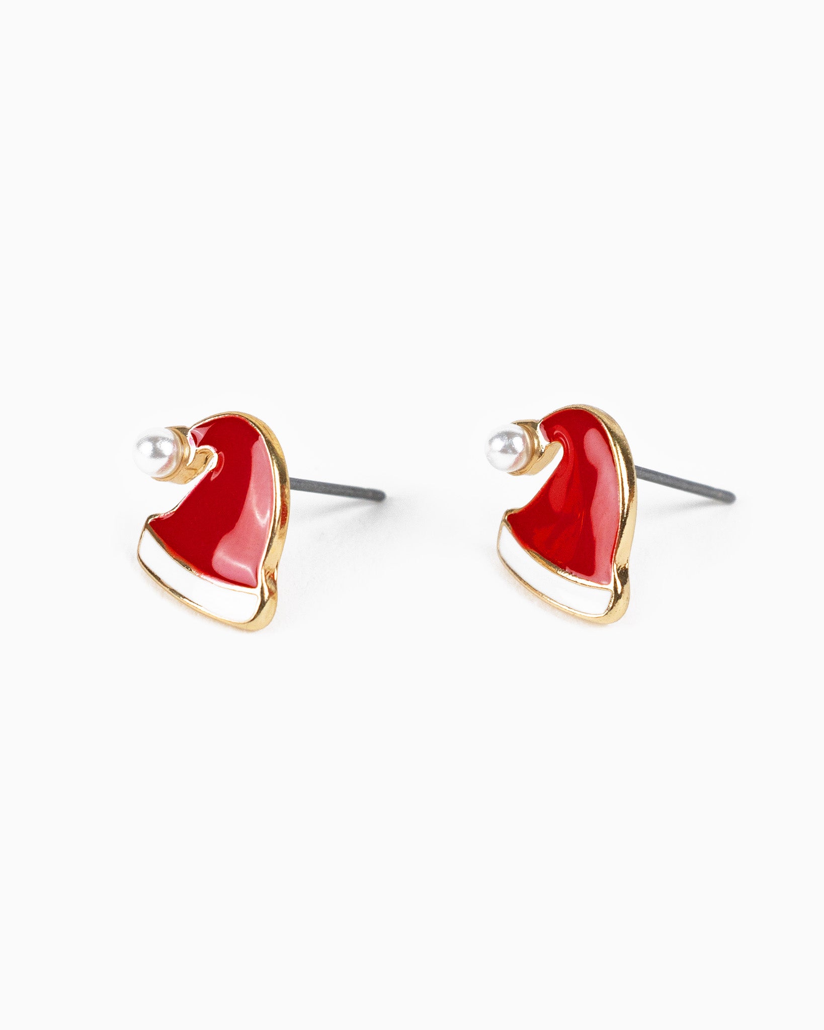 Red Santa Hat Stud Earrings