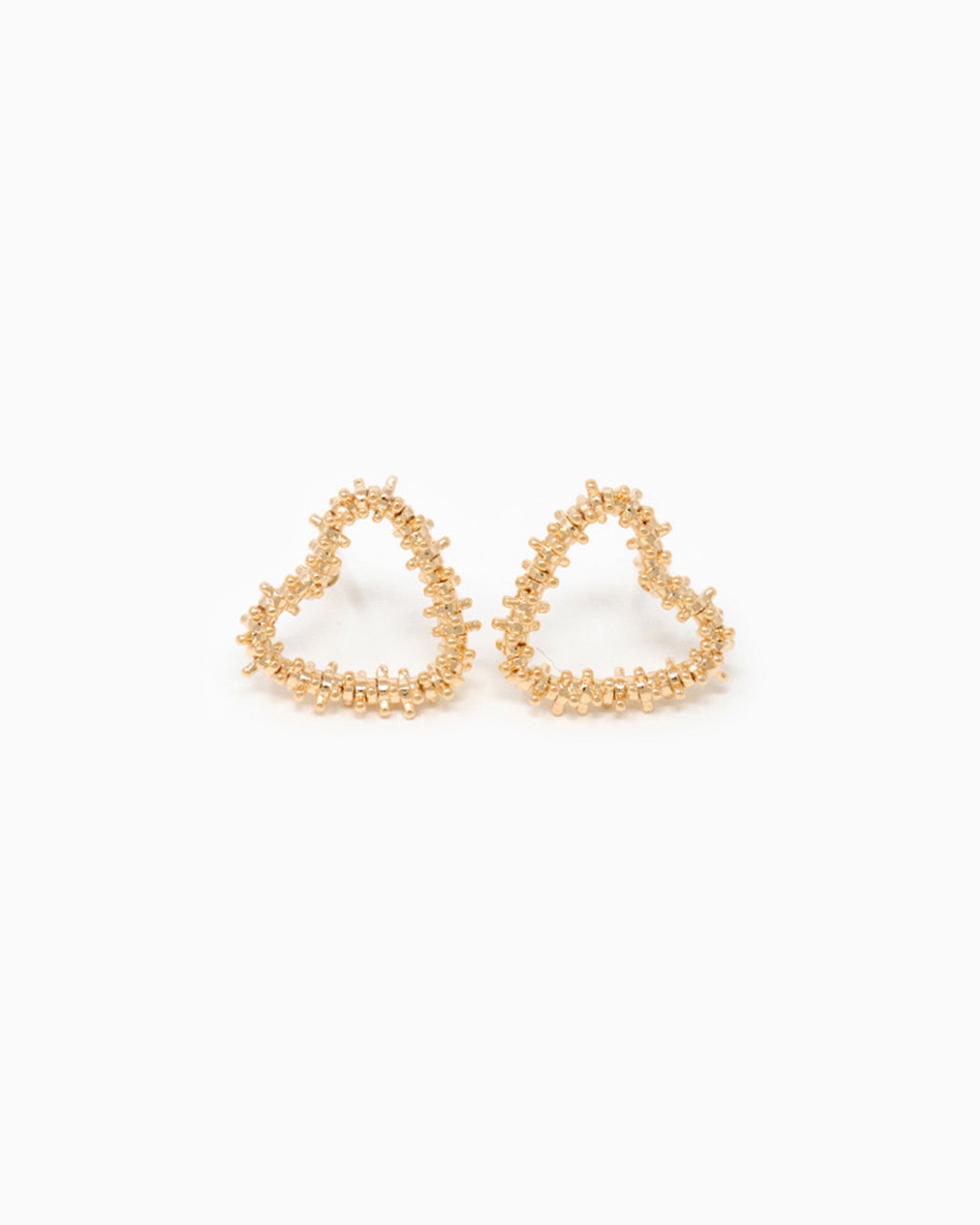 Raw Texture Open Heart Earrings – Gold