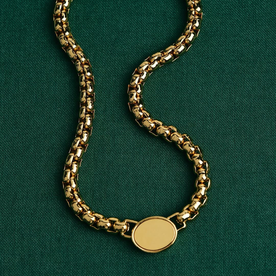 [18K] Ashton Gold Chain Link Statement Necklace