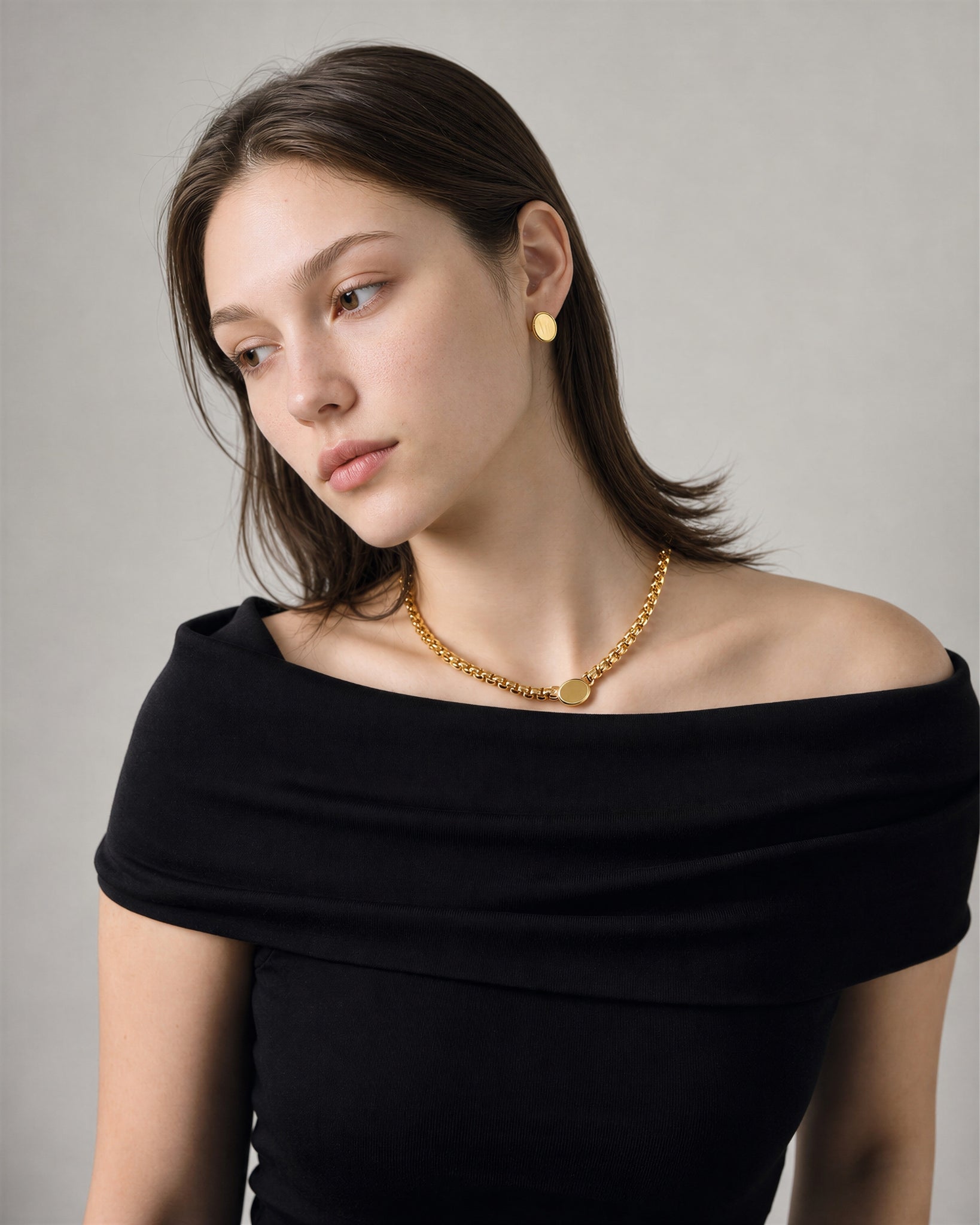 [18K] Ashton Gold Chain Link Statement Necklace-3