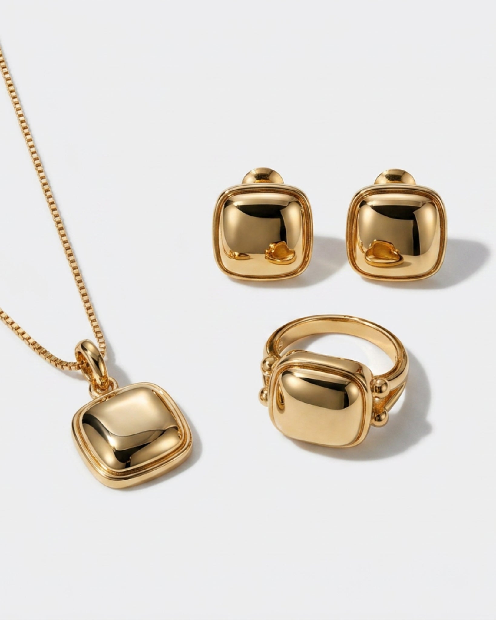 Cara 18K gold necklace earrings and ring set