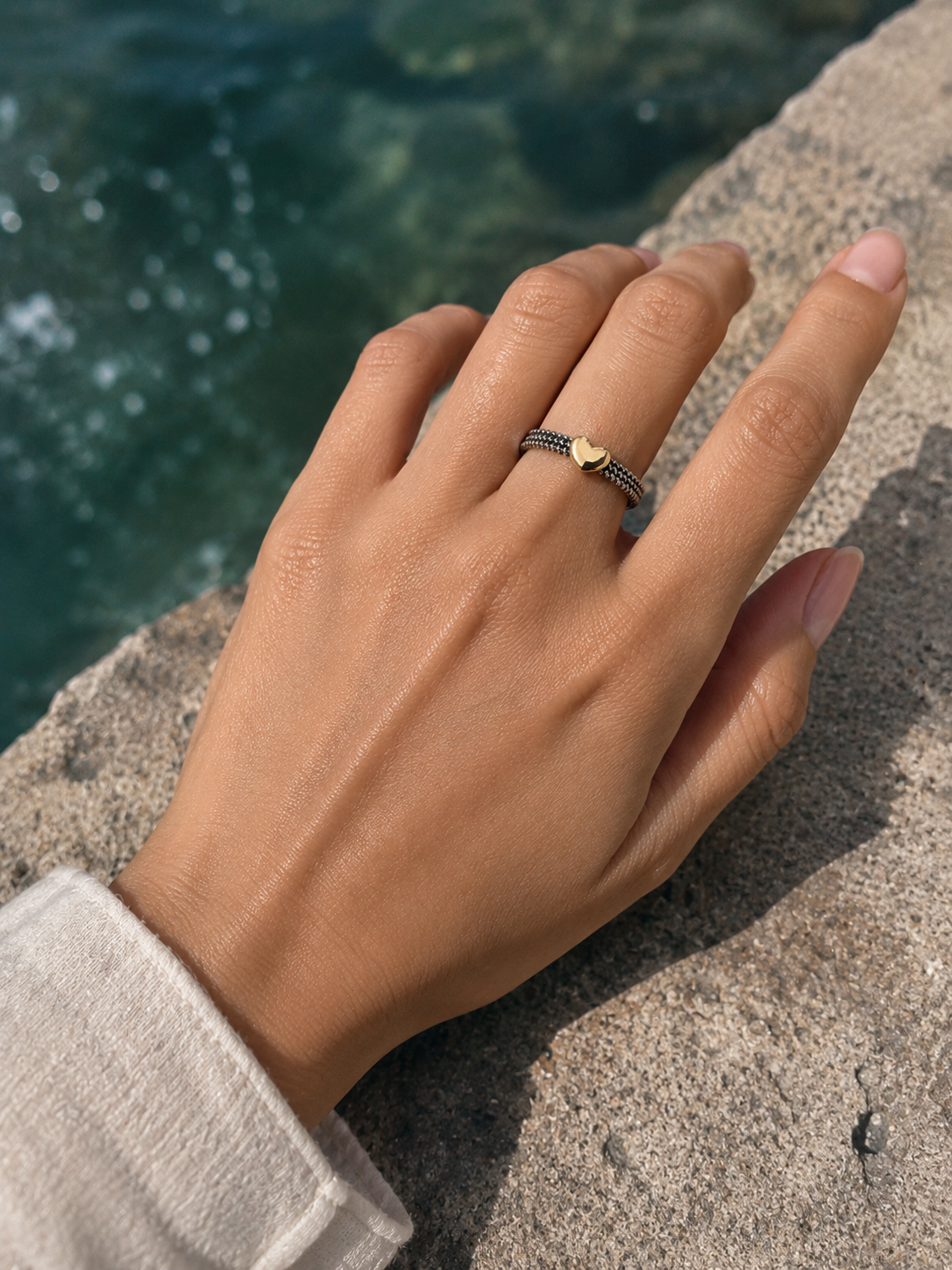 Puff Heart Rope Multi Ring