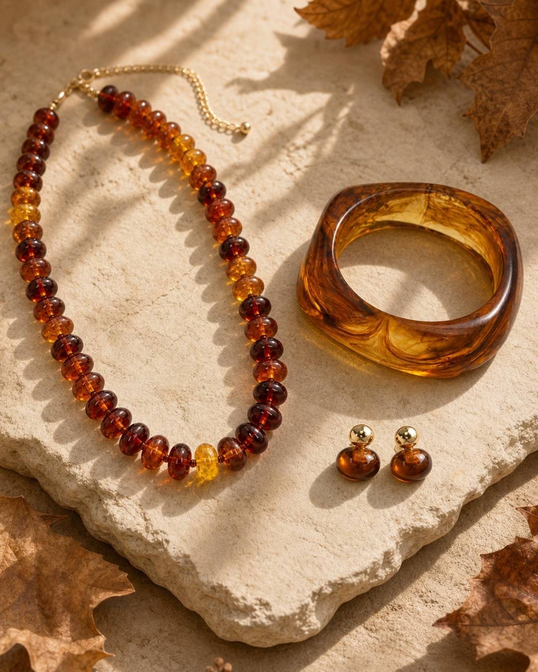 Brown Bold Marble Bangle Bracelet