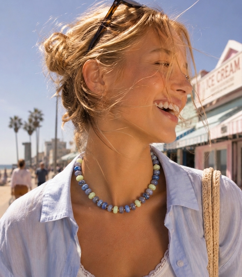 Mood Swirl Marble Bead Necklace