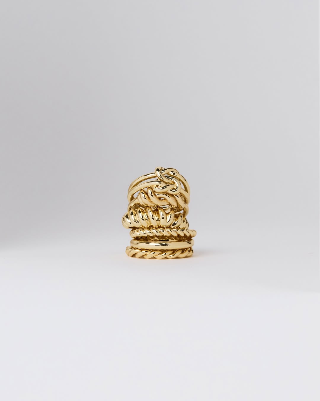 [18K] Duo Double Layer Gold Rope Ring-5