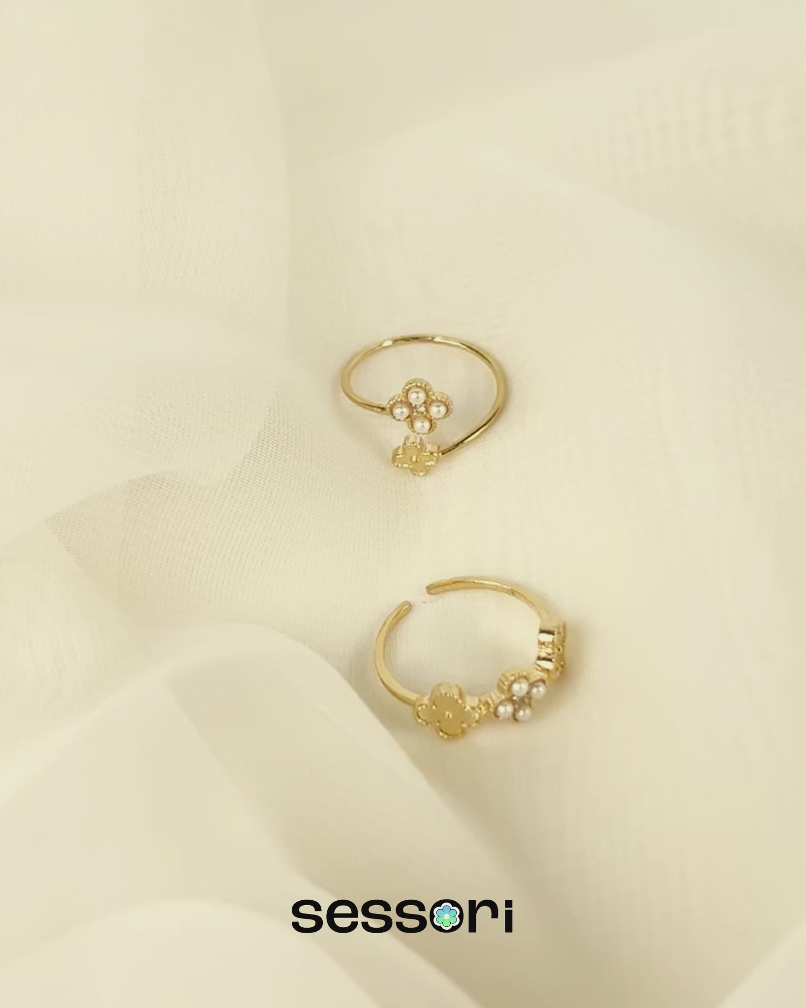 Adjustable Triple Line Clover Ring