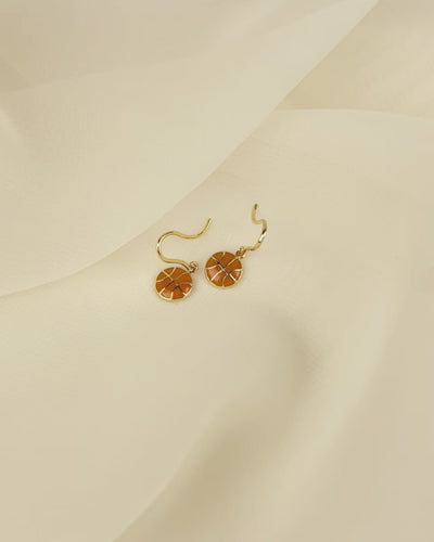 mini basketball fish hook earrings