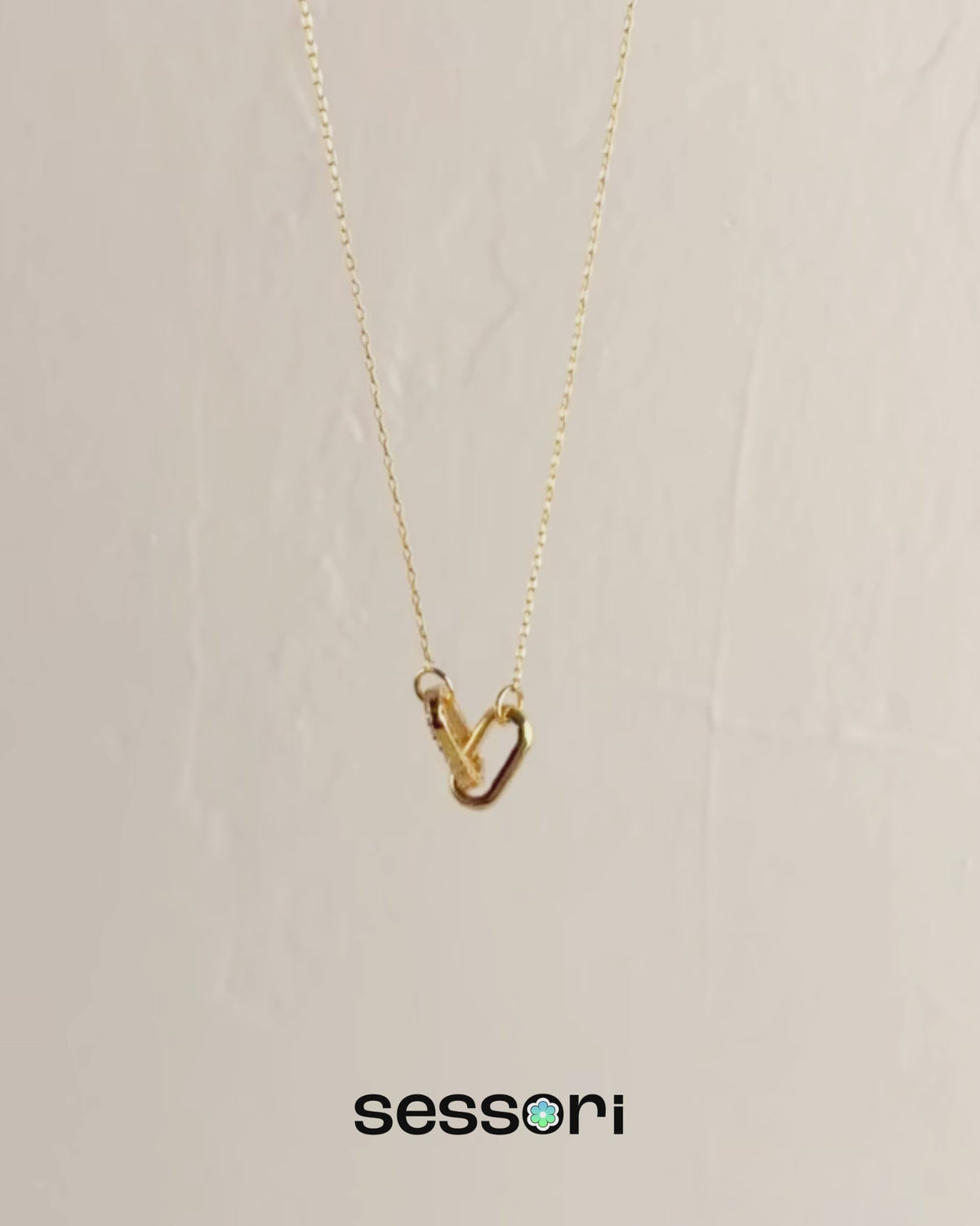 Contrast CZ Clip Link Pendant Necklace-5