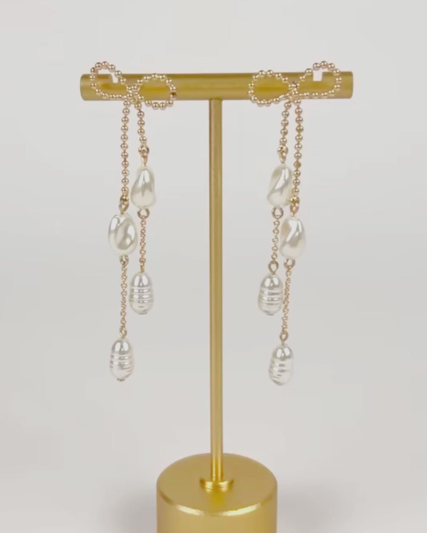 Long Bow Pearl Deco Drop Earrings