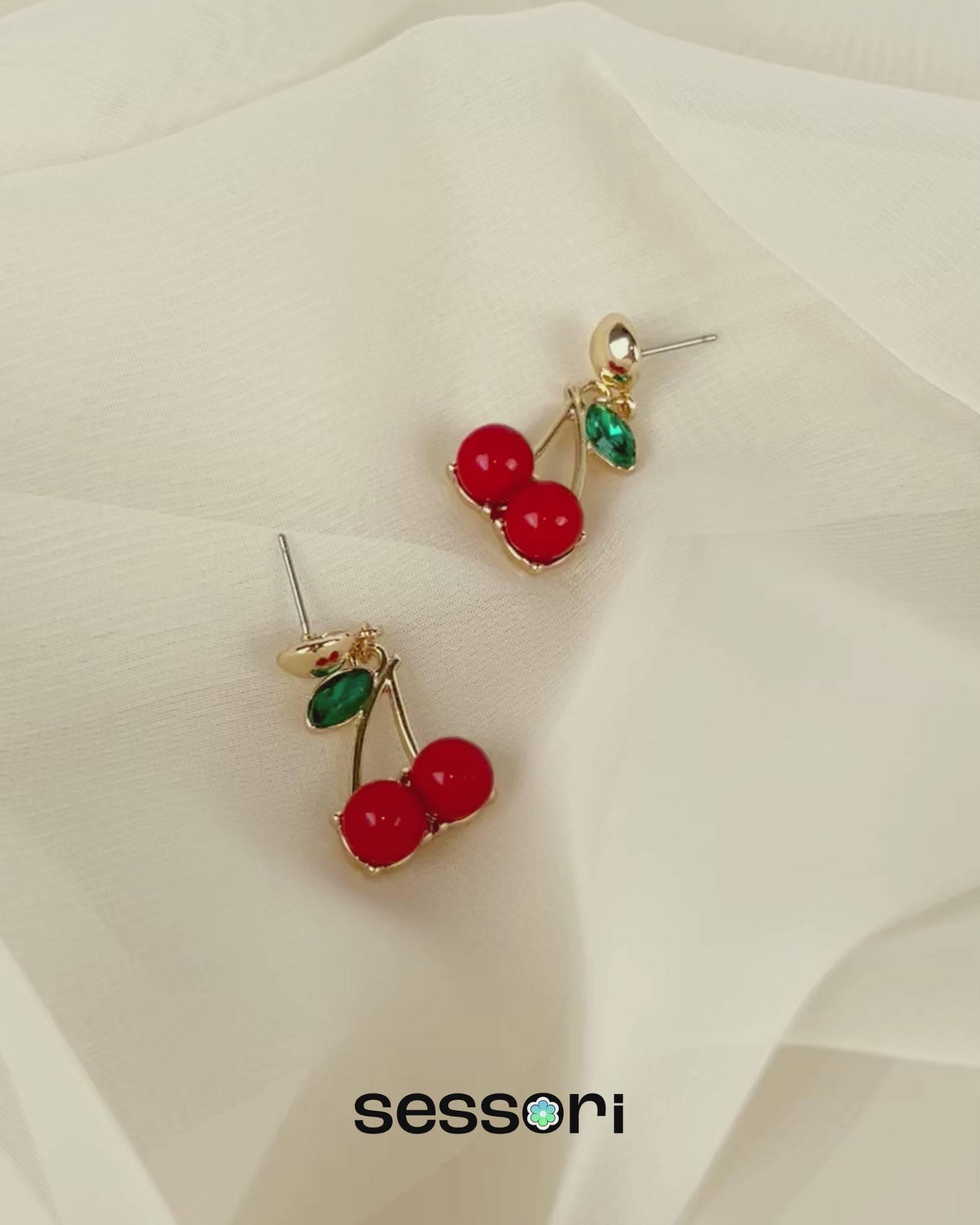 Double Cherry Acrylic Drop Earrings