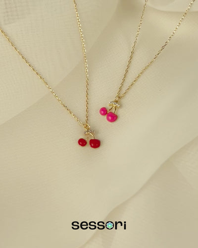 Cherry CZ Pendant Necklace