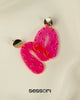 Cherry Print Abstract Neon Pink U-Shape Drop Earrings