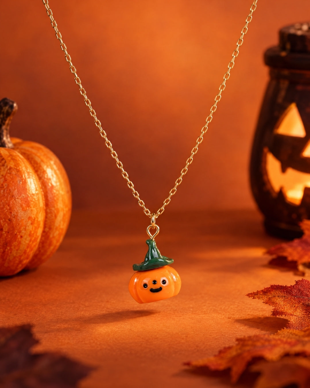 Cute Halloween Pumpkin Pendant Necklace